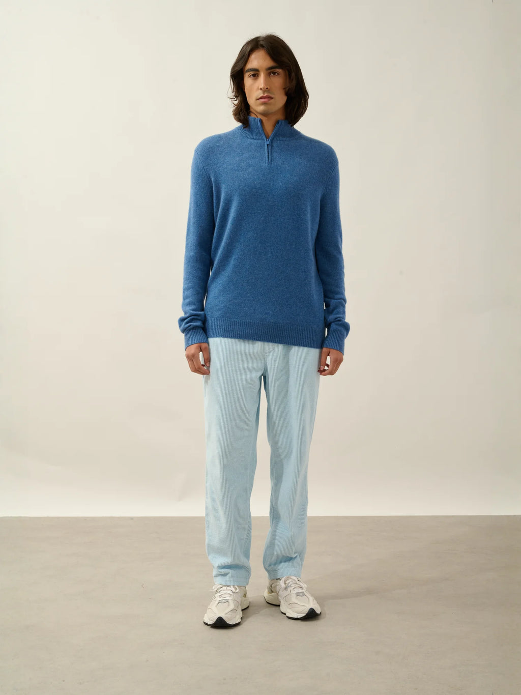 LYNA pull camionneur 4 fils bleu denim