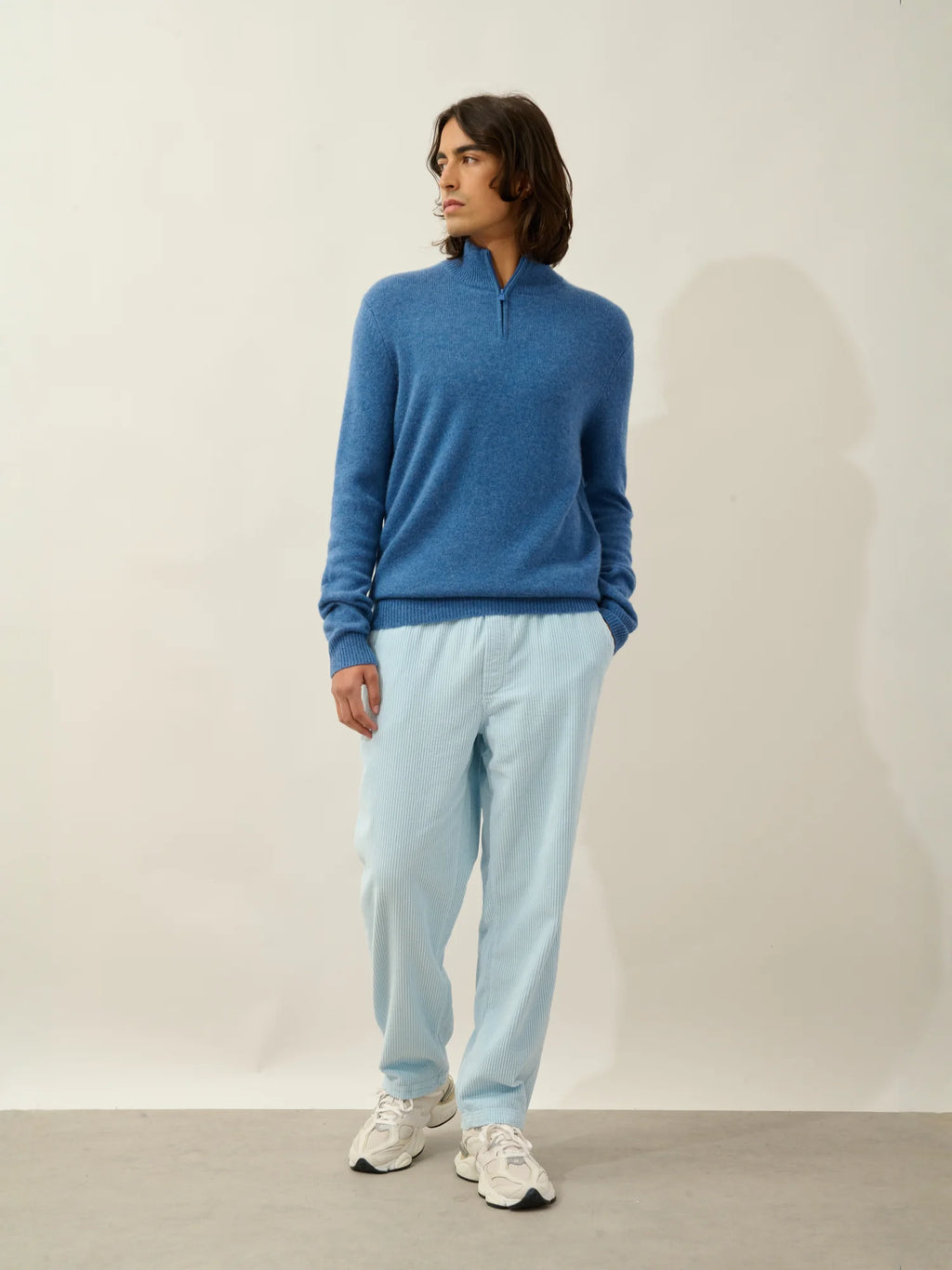 LYNA pull camionneur 4 fils bleu denim