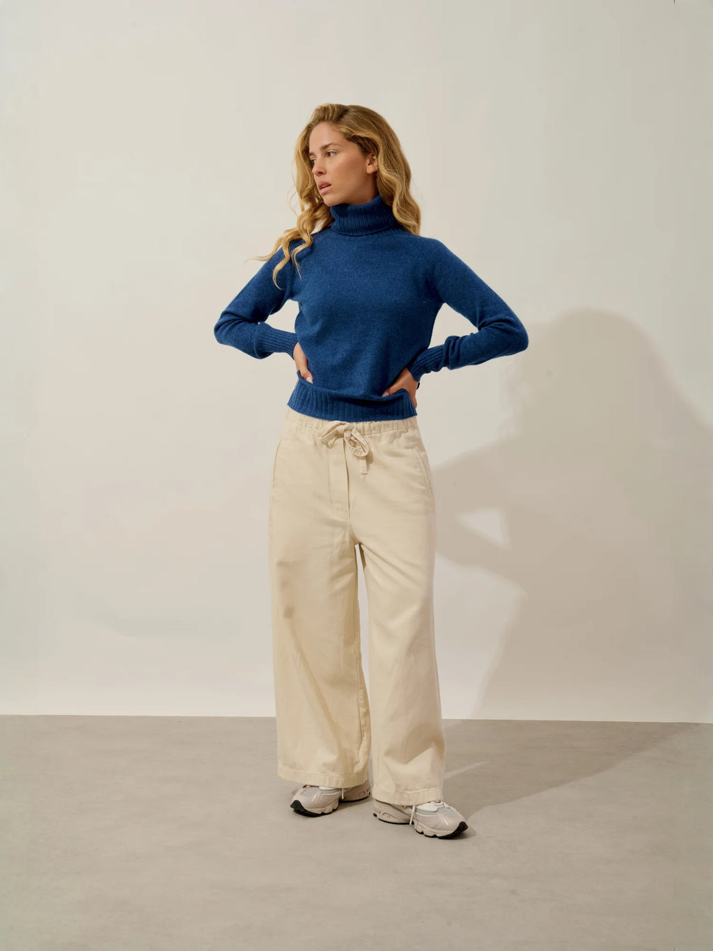 CASSY pull col roulé océan chiné