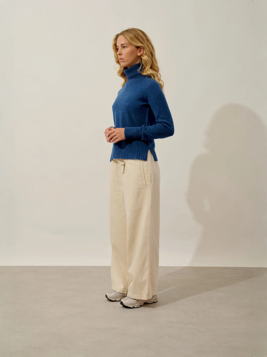 CASSY pull col roulé océan chiné