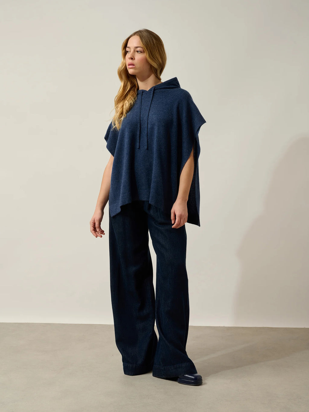 ELSA Poncho mit Kapuze Ozeanblau meliert
