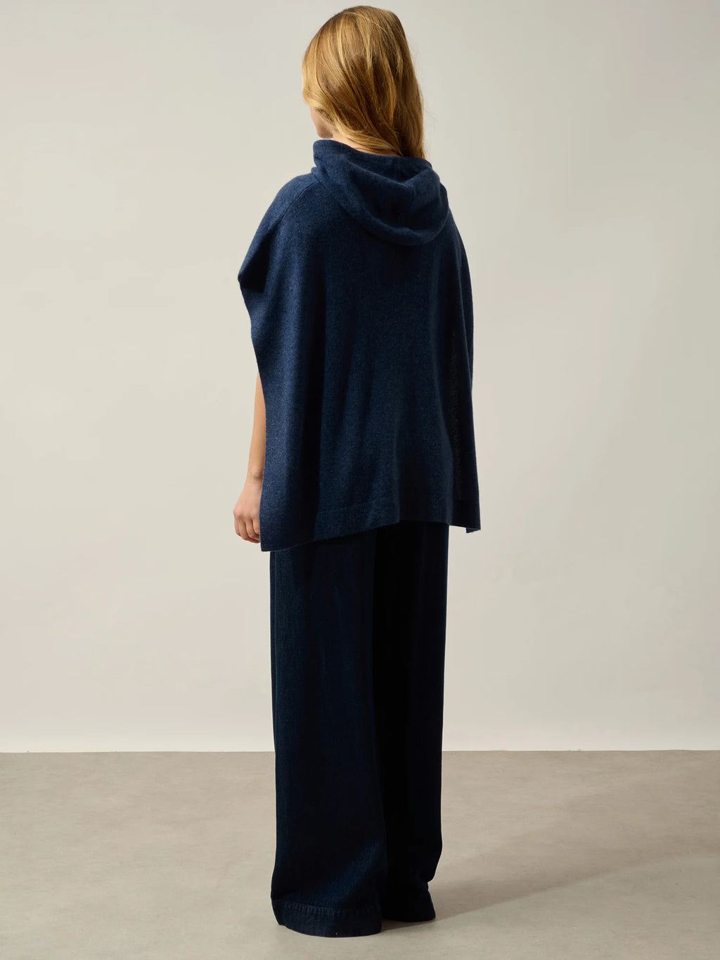 ELSA Poncho mit Kapuze Ozeanblau meliert