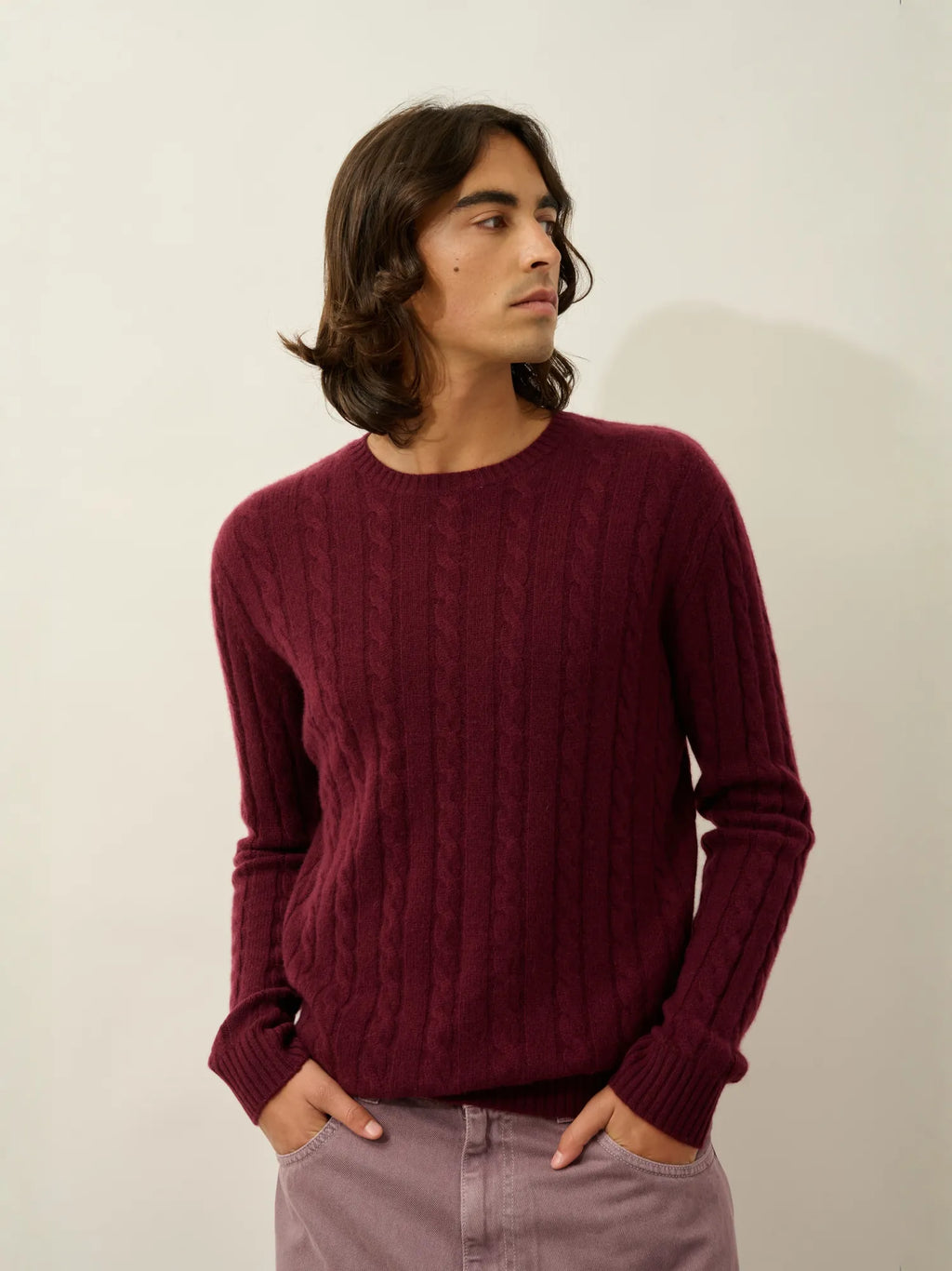 ORIVIAN sweater crew neck 4 ply blackberry