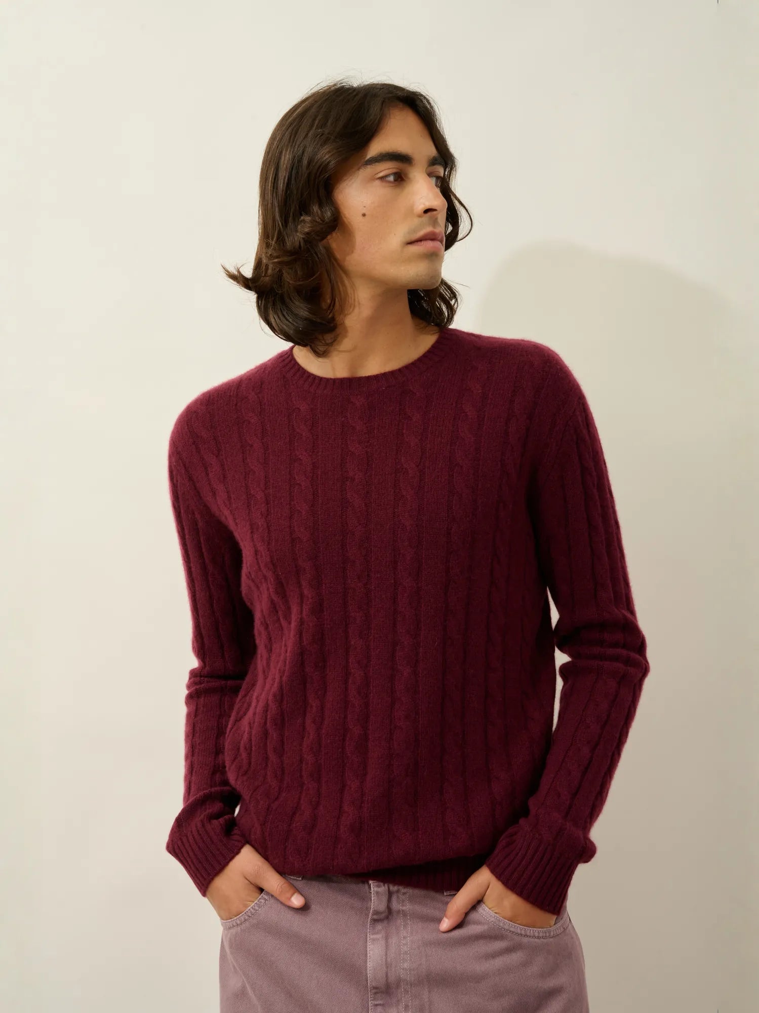 ORIVIAN sweater crew neck 4 ply blackberry
