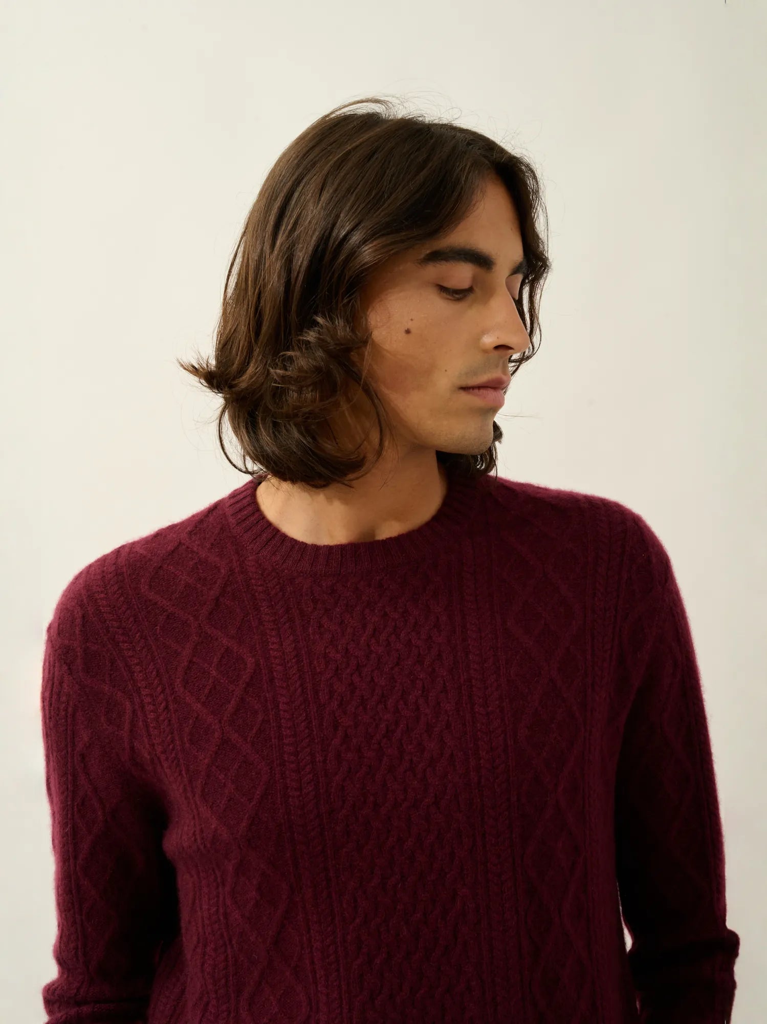 WIND pullover rundhalsausschnitt 4-fädig brombeere