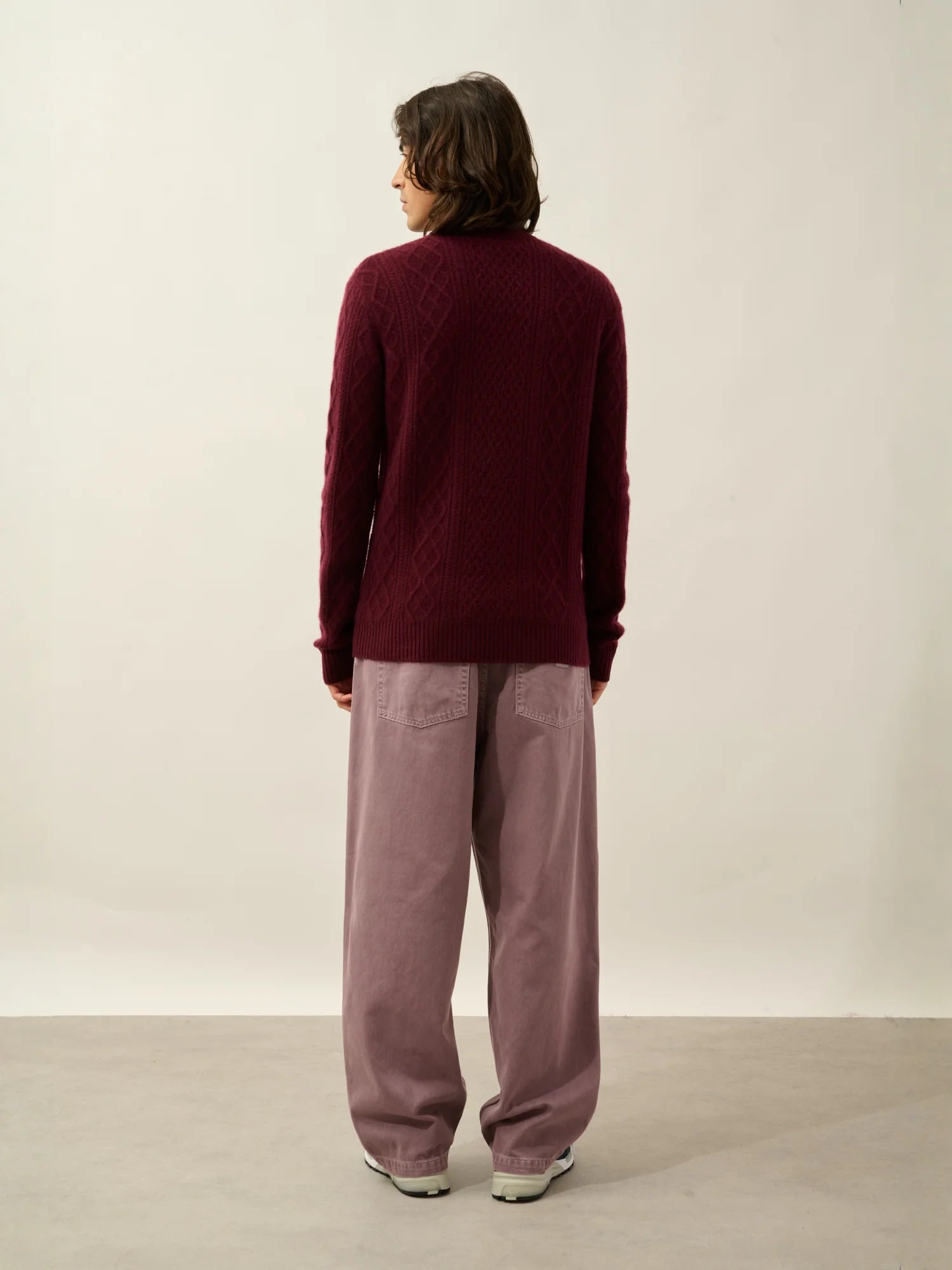 WIND pullover rundhalsausschnitt 4-fädig brombeere