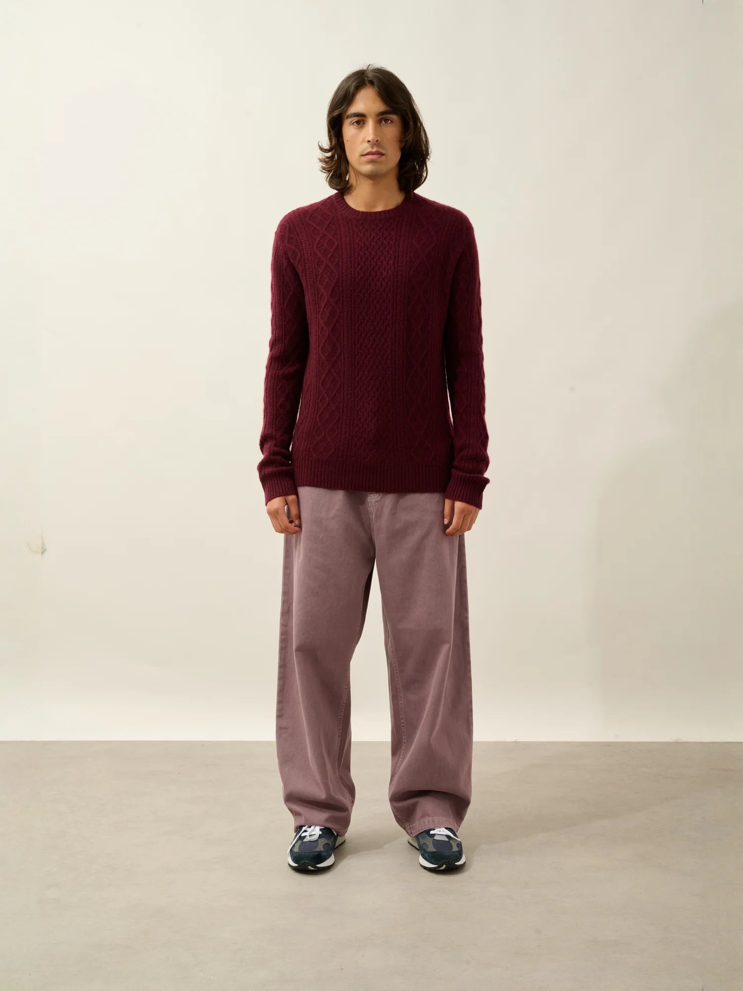 WIND pullover rundhalsausschnitt 4-fädig brombeere