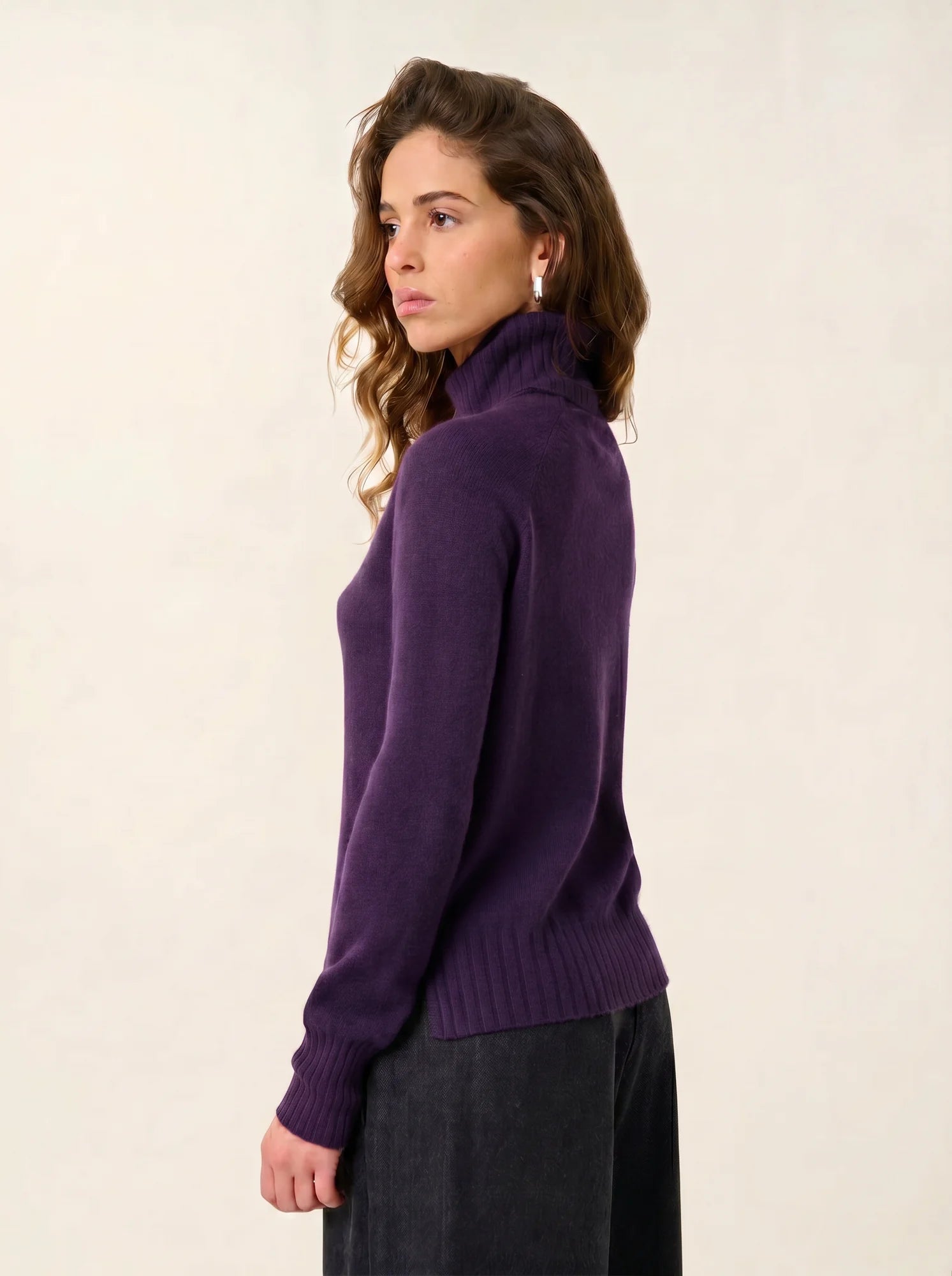 CASSY pull col roulé violet chiné