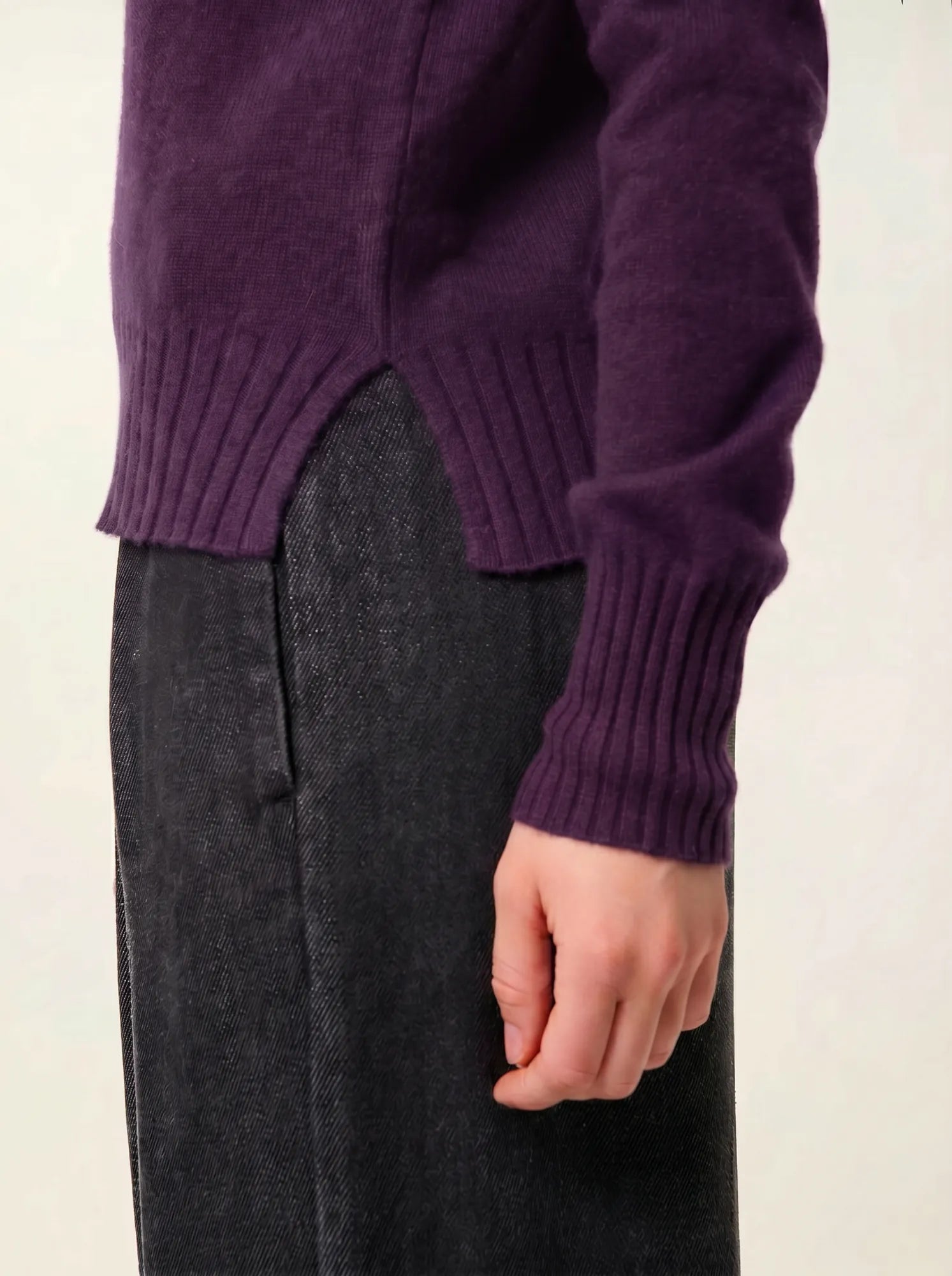 CASSY pull col roulé violet chiné