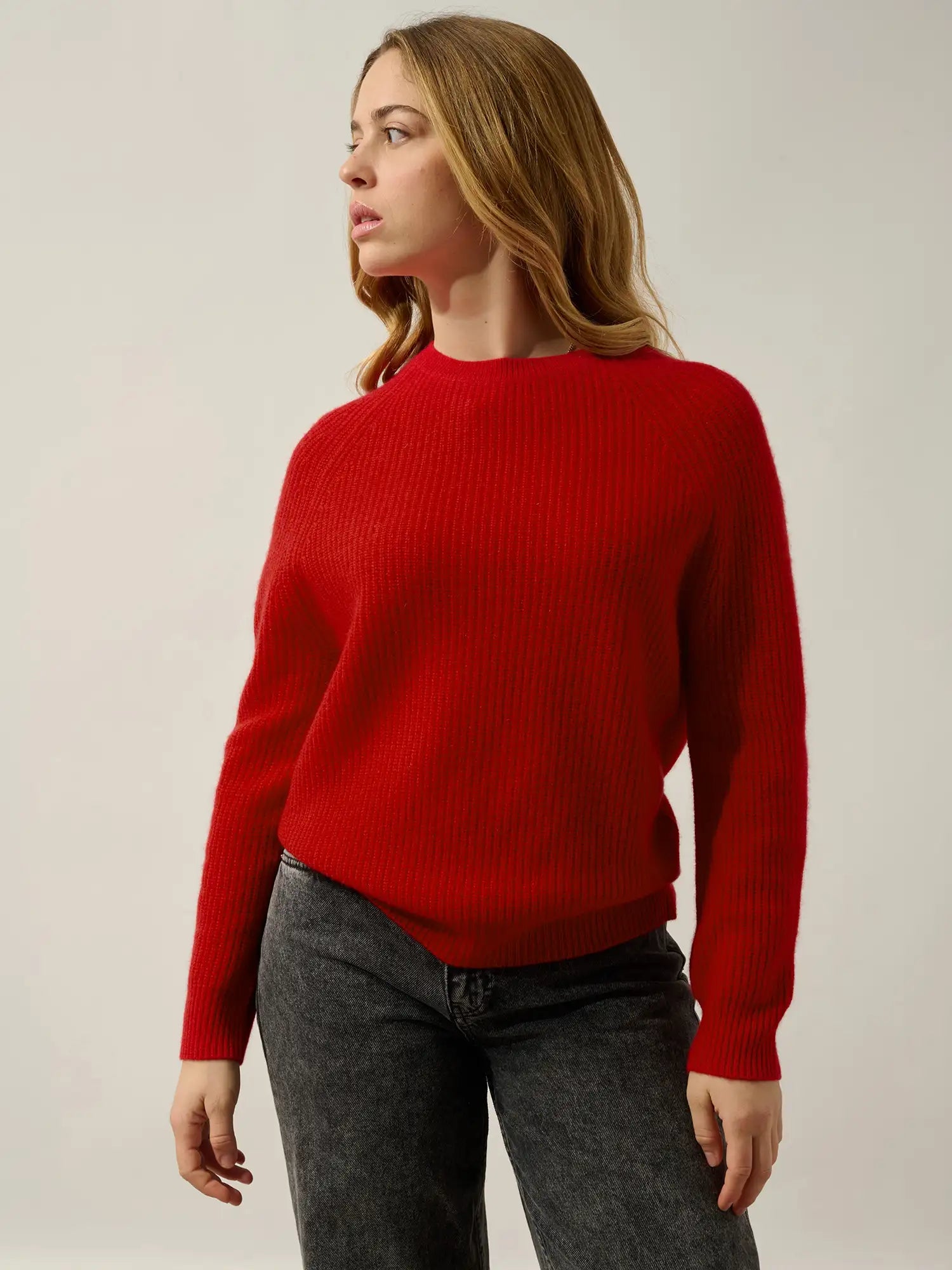 NORYA sweater crew neck 4 ply carmine