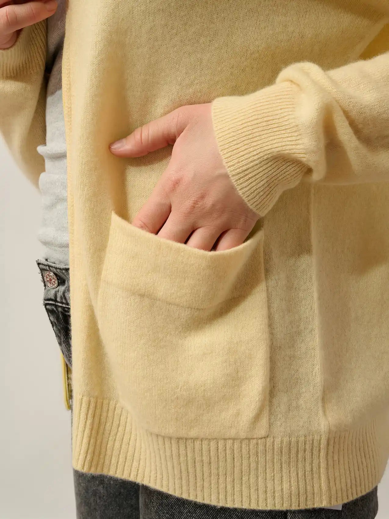 EVRIEL gilet zippé col mao limonade