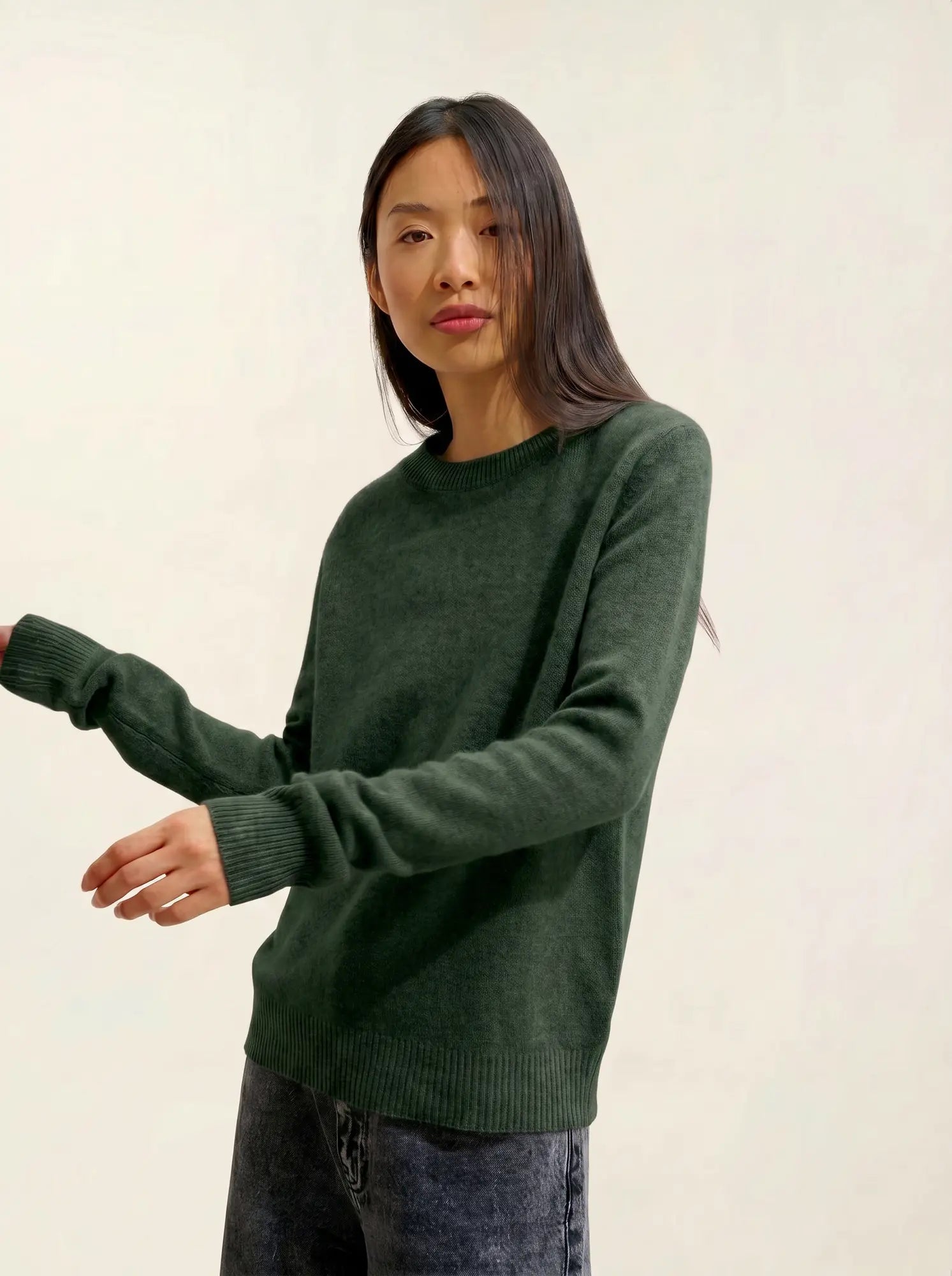 SYLOR pull col rond 4 fils army chiné
