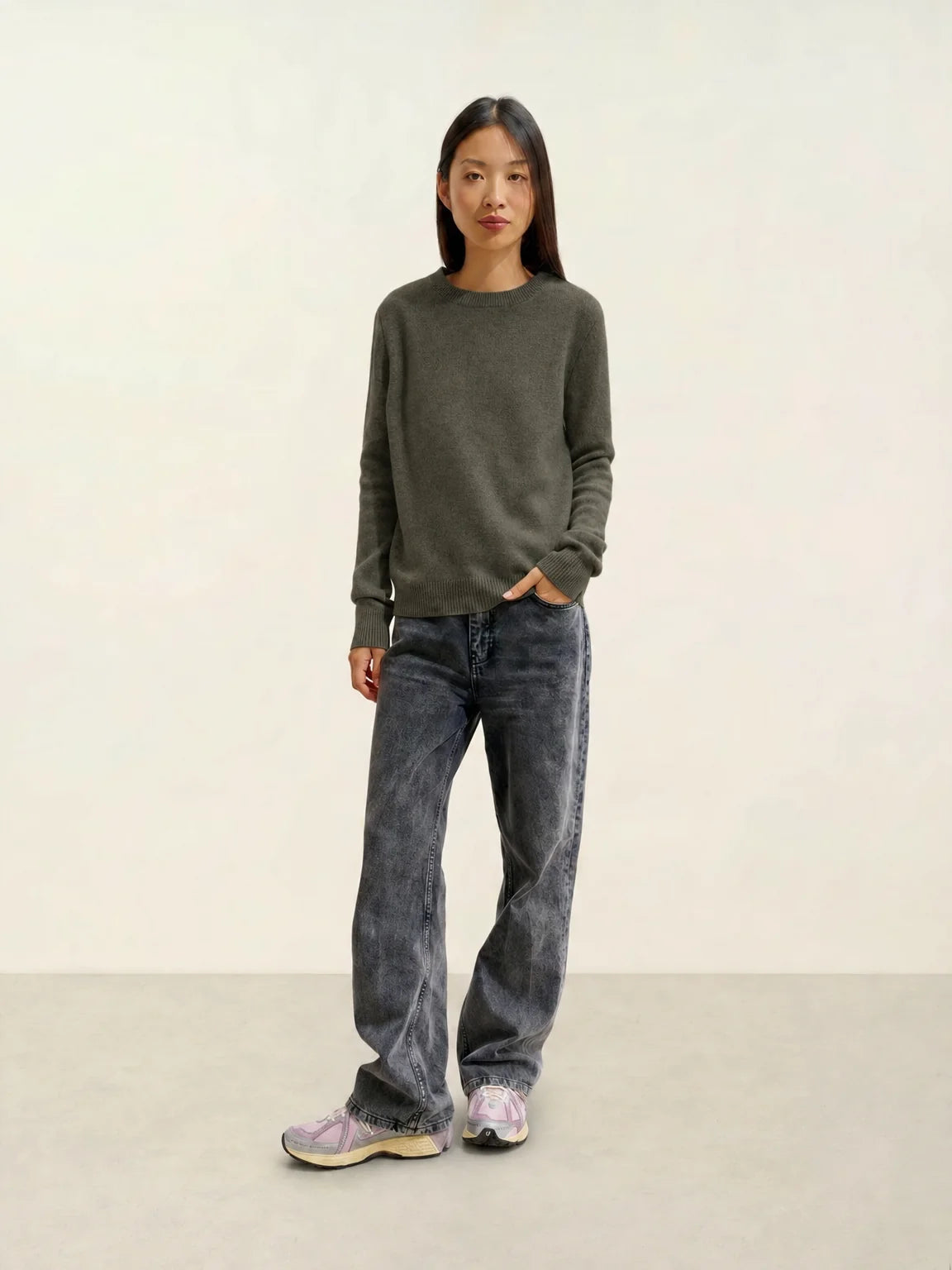 SYLOR pull col rond 4 fils army chiné