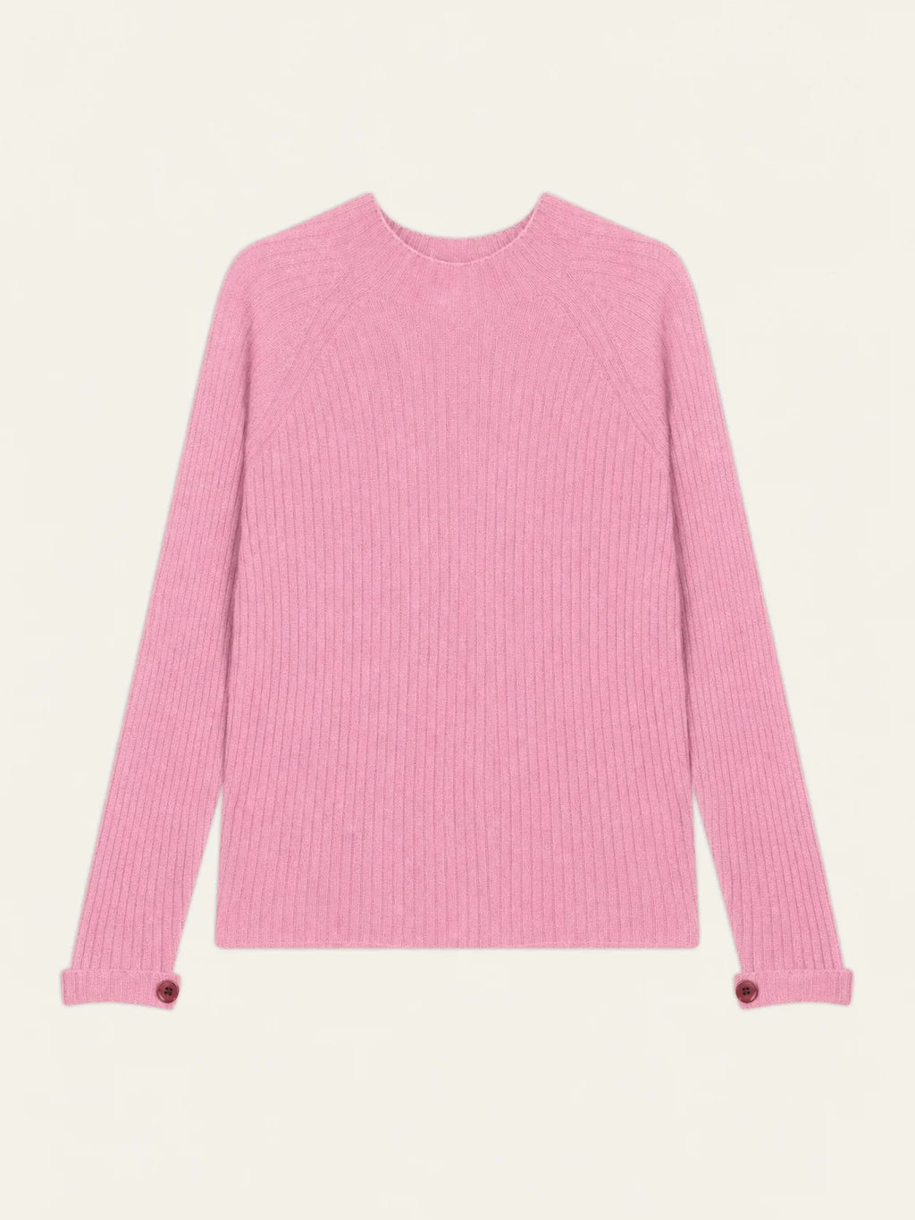 ASSIA Pullover Stehkragen Knöpfe an den Ärmelbündchen Zuckerrosa