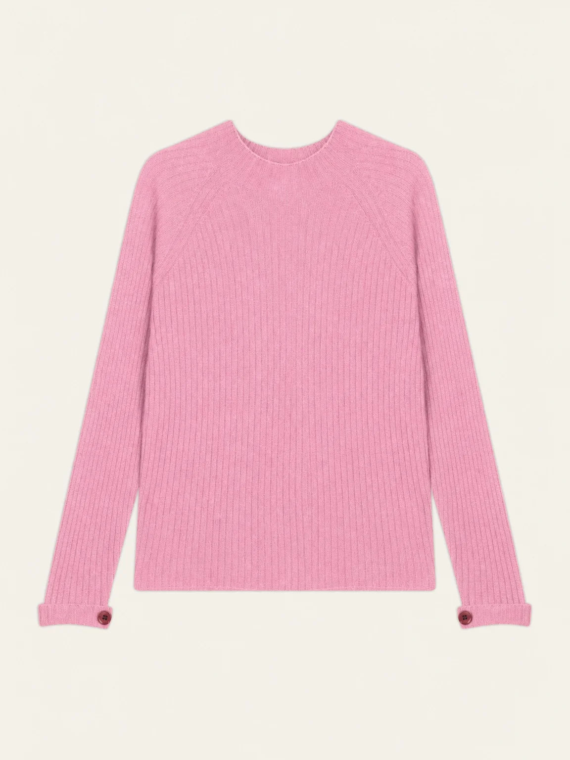 ASSIA pullover stehkragen boutons poignets zuckerrosa