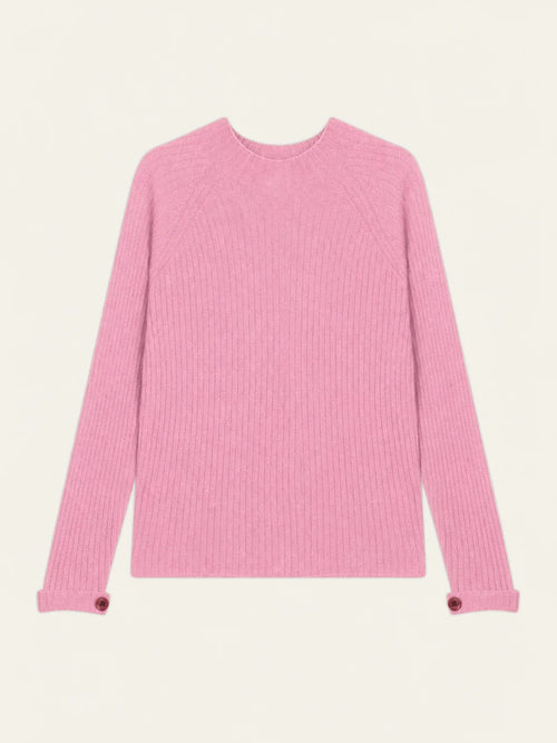 ASSIA Pullover Stehkragen Knöpfe an den Ärmelbündchen Zuckerrosa
