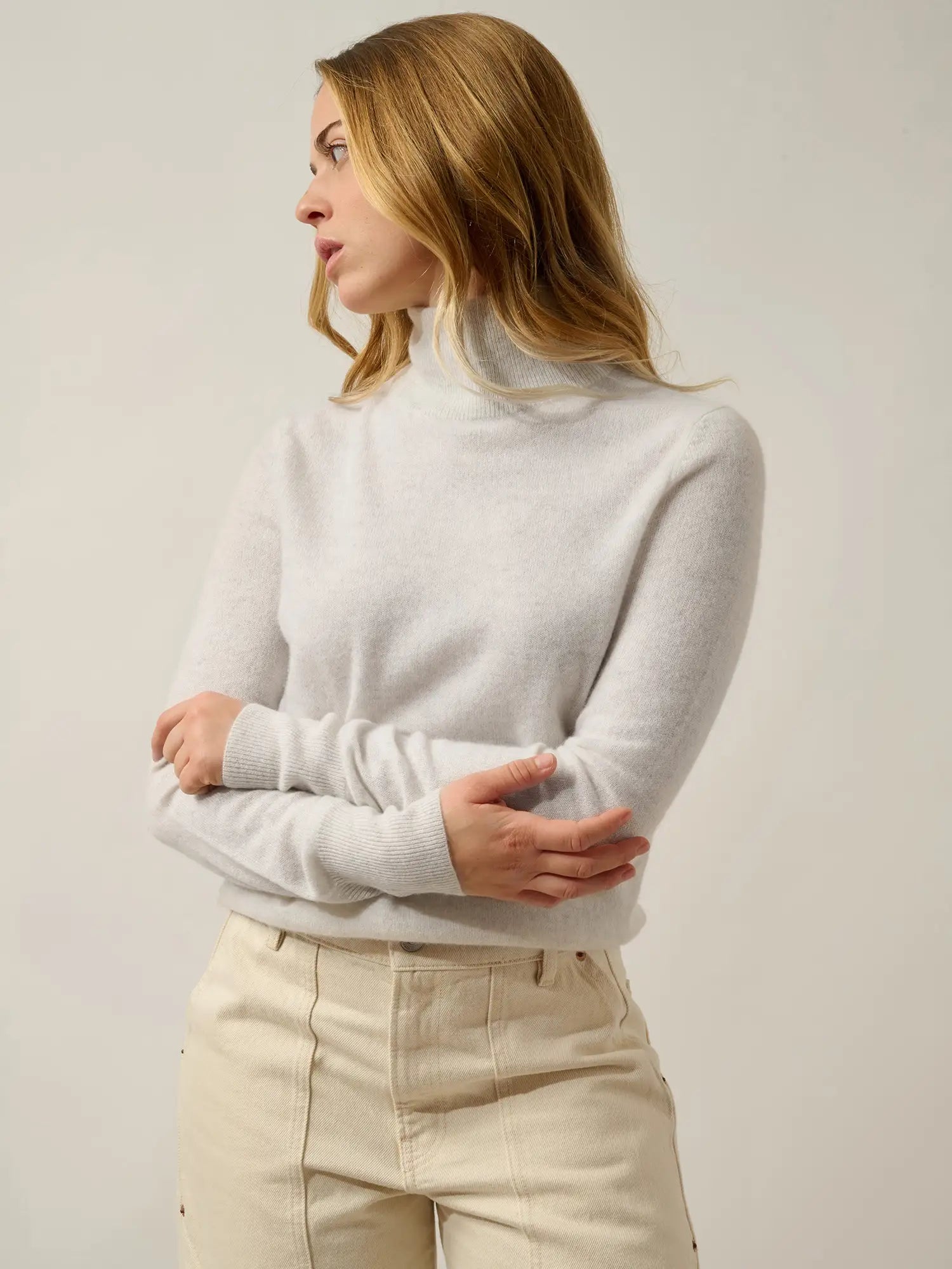 EILEEN pull col montant blanc chiné