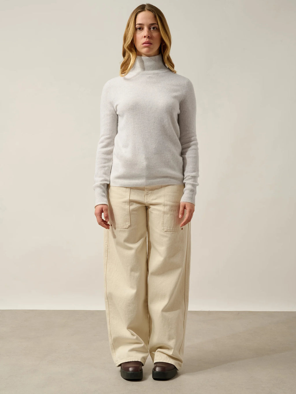 EILEEN pull col montant blanc chiné