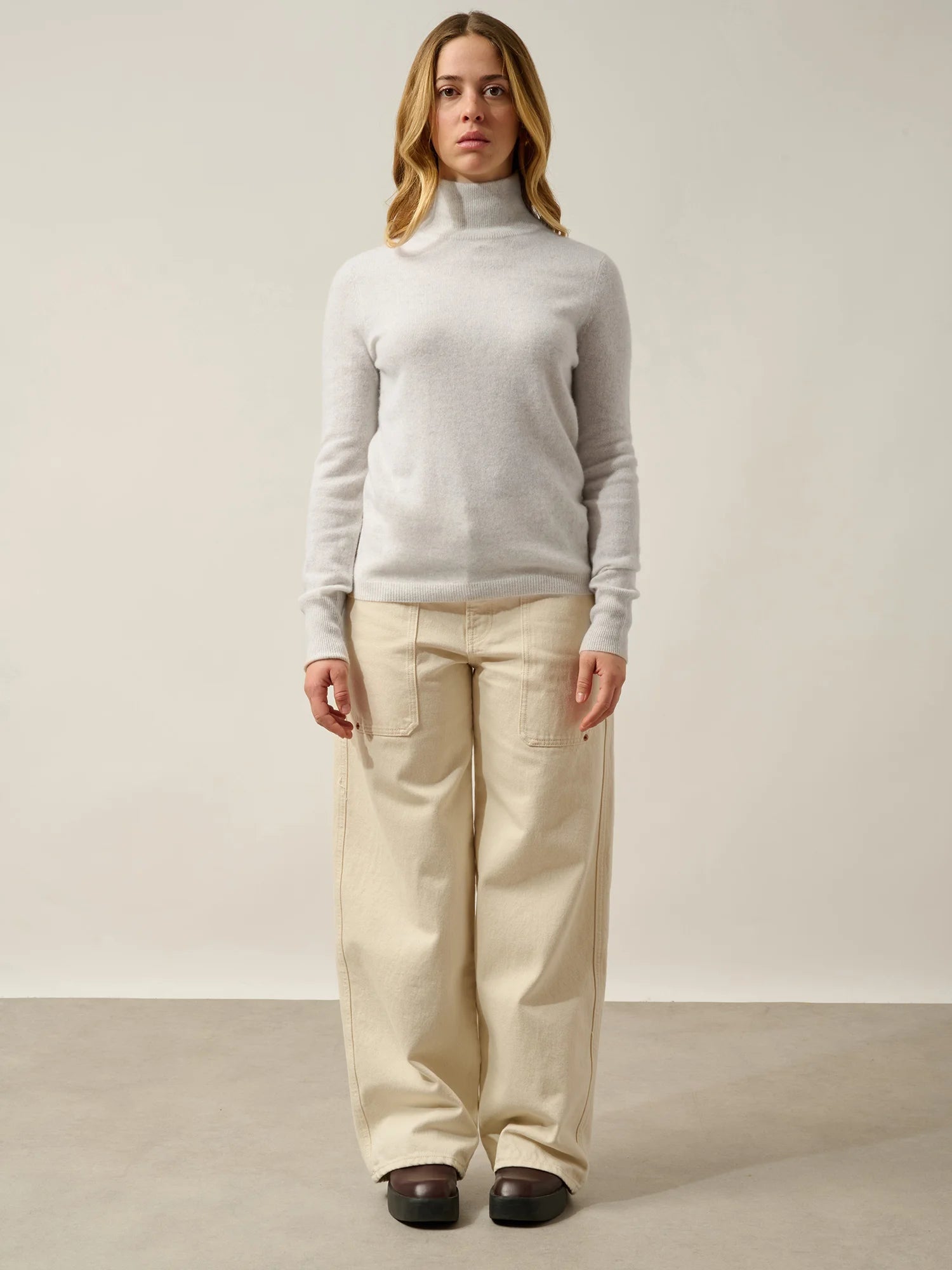 EILEEN pull col montant blanc chiné