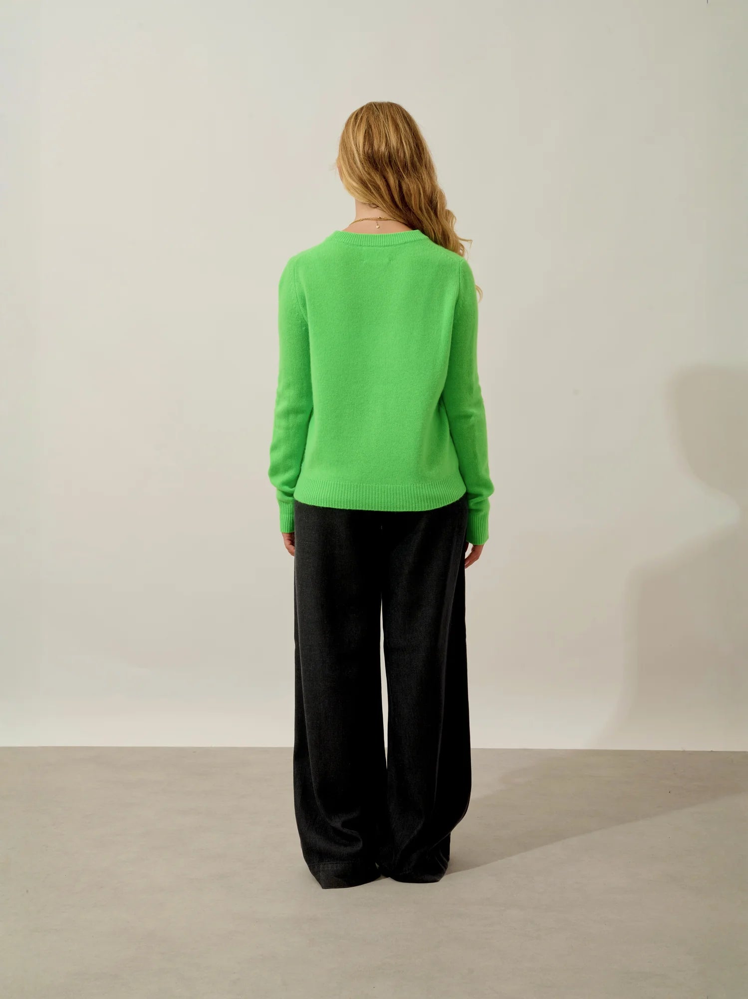 SYLOR pull col rond 4 fils vert fluo