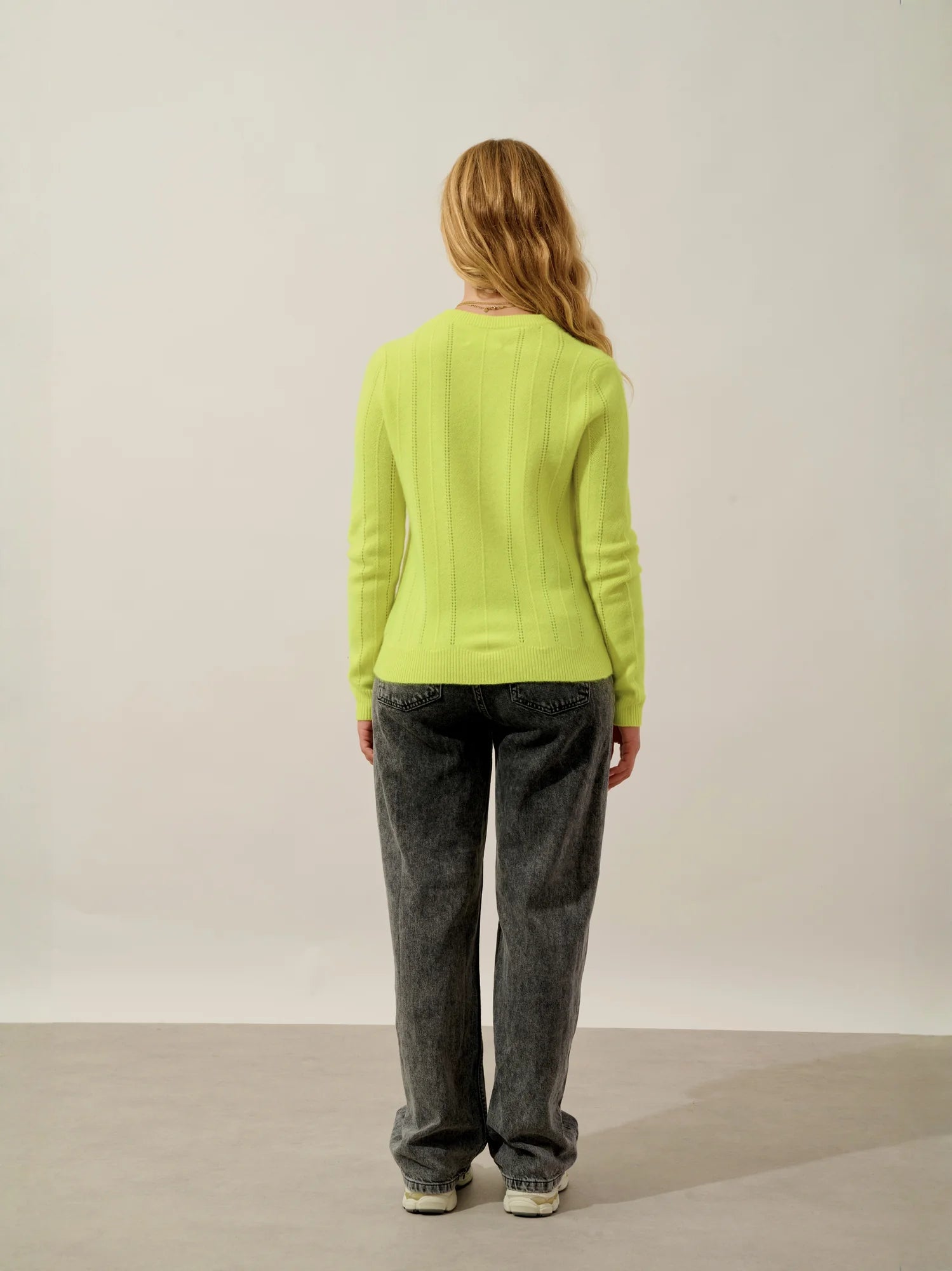 ORYNEL sweater crew neck 4 ply neon yellow