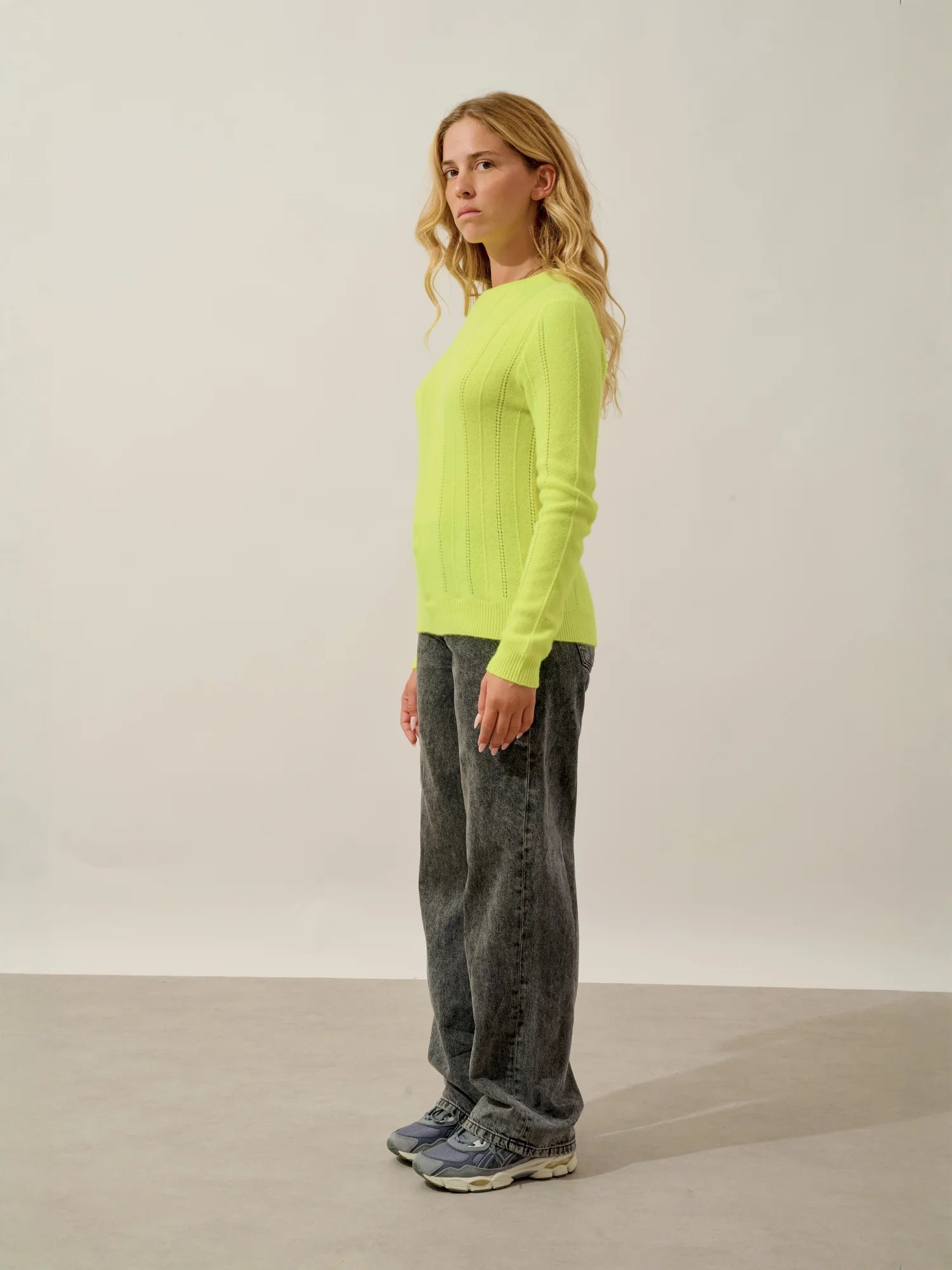 ORYNEL sweater crew neck 4 ply neon yellow
