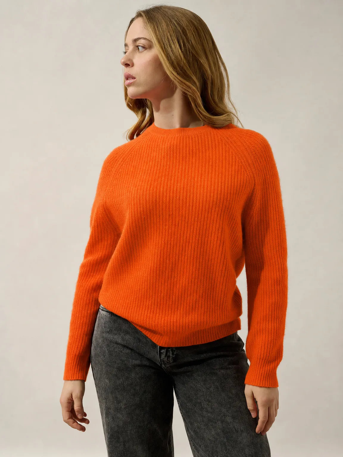 NORYA sweater crew neck 4 ply neon orange