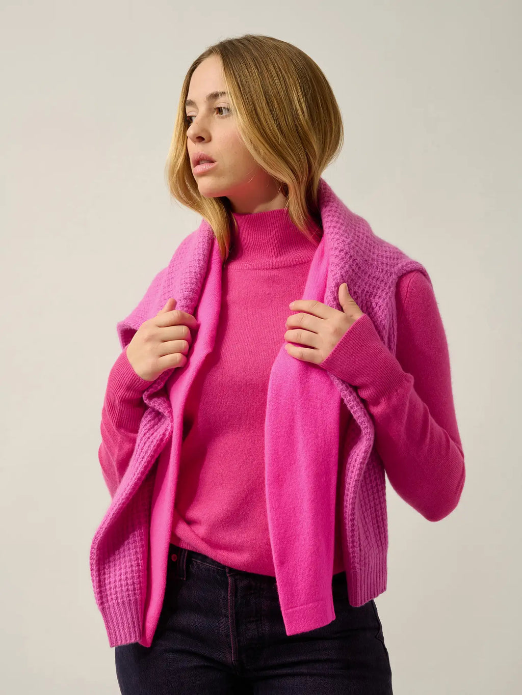 EILEEN Pullover Stehkragen Flamingorosa
