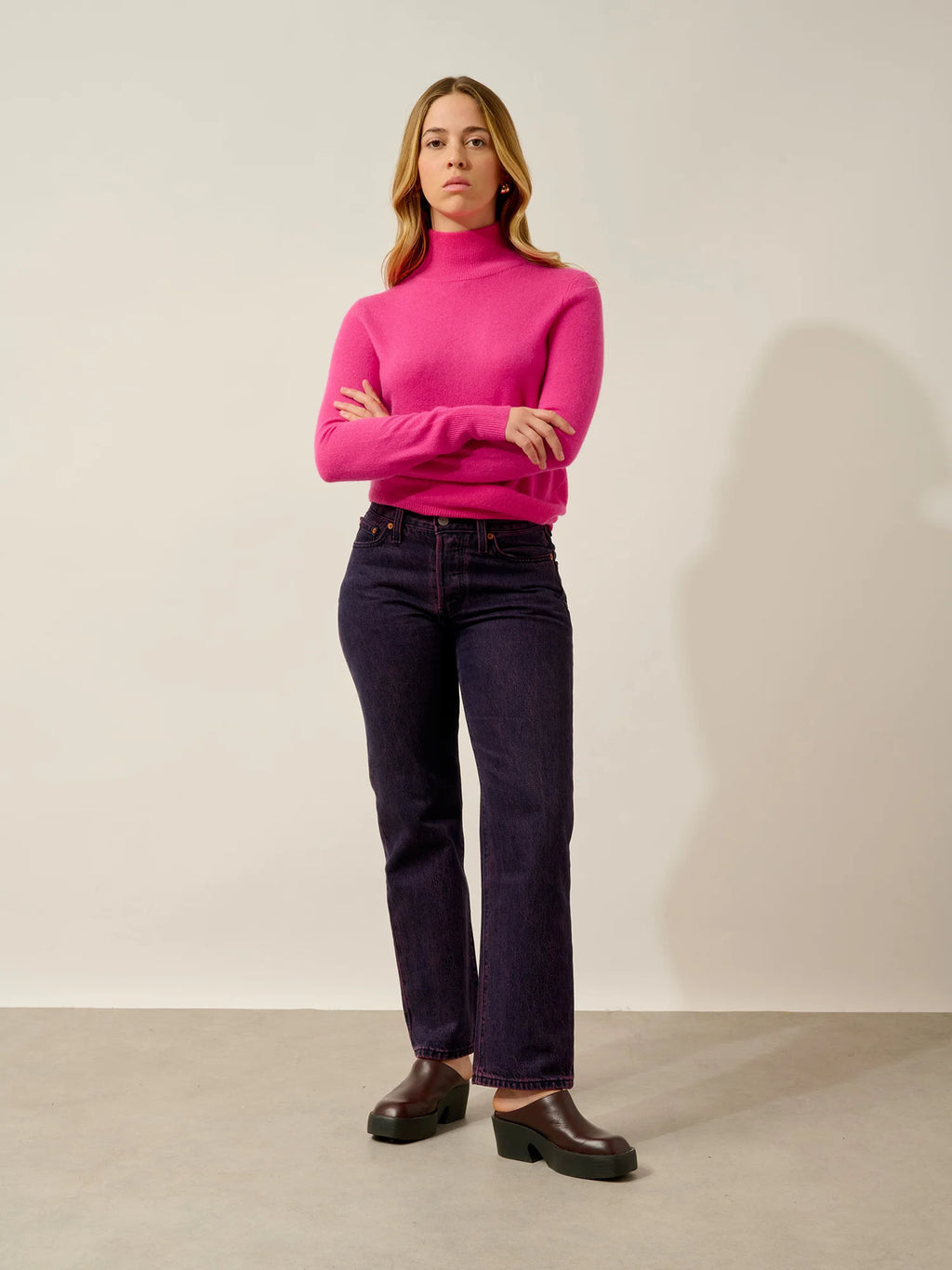 EILEEN Pullover Stehkragen Flamingorosa