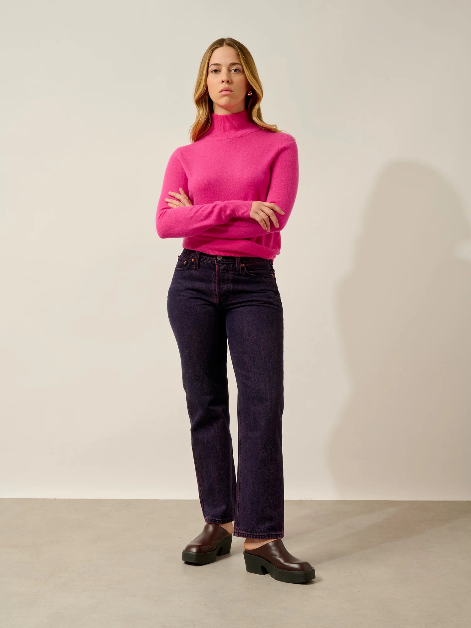 EILEEN Pullover Stehkragen Flamingorosa