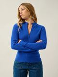 ALBERTE vest zipped mock neck persian blue