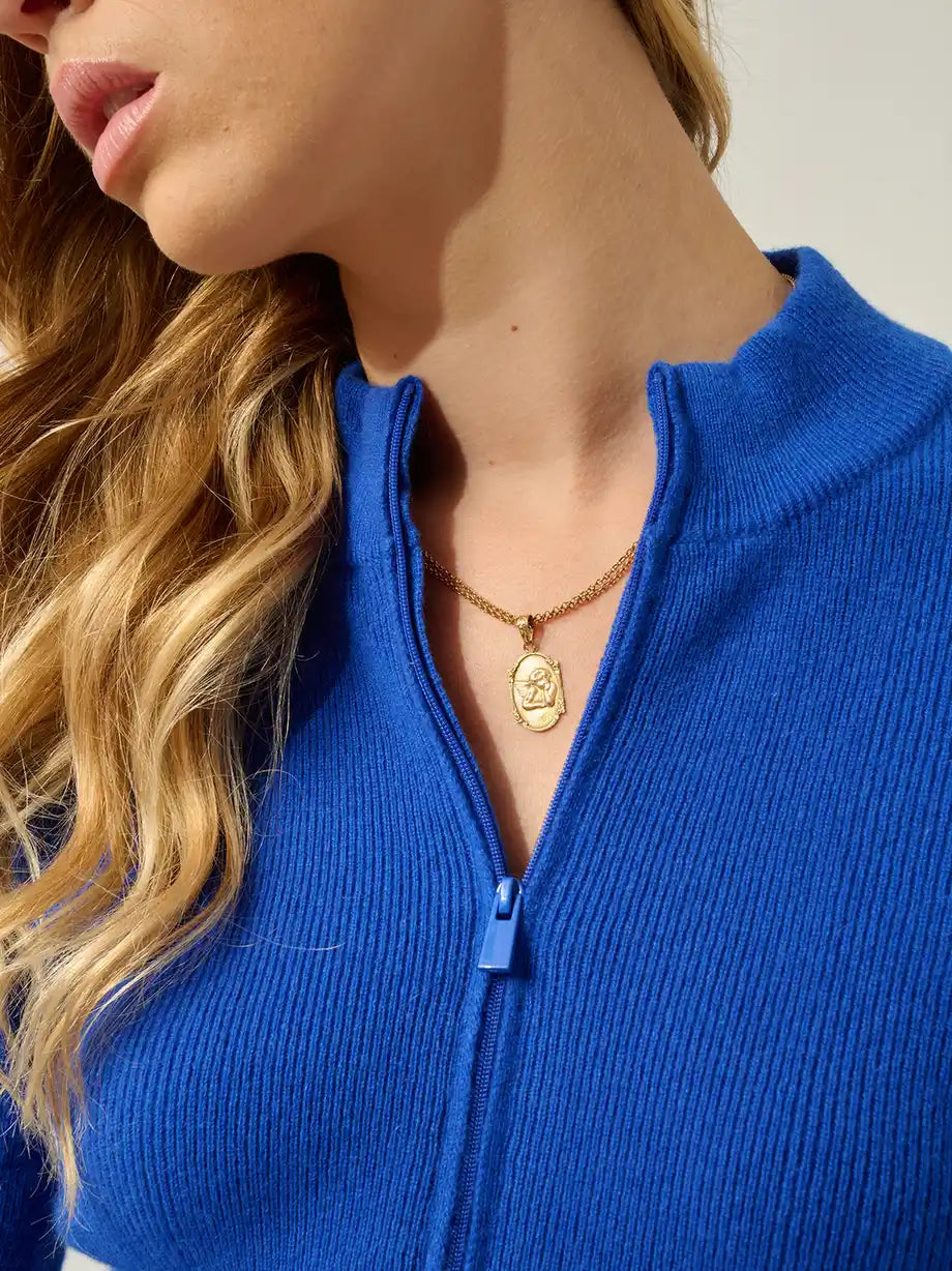 ALBERTE vest zipped mock neck persian blue
