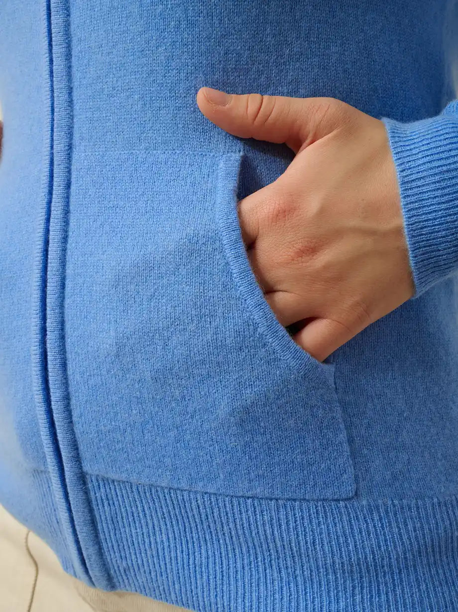 COLOMBIS weste mit reissverschluss mit kapuze blau bébé