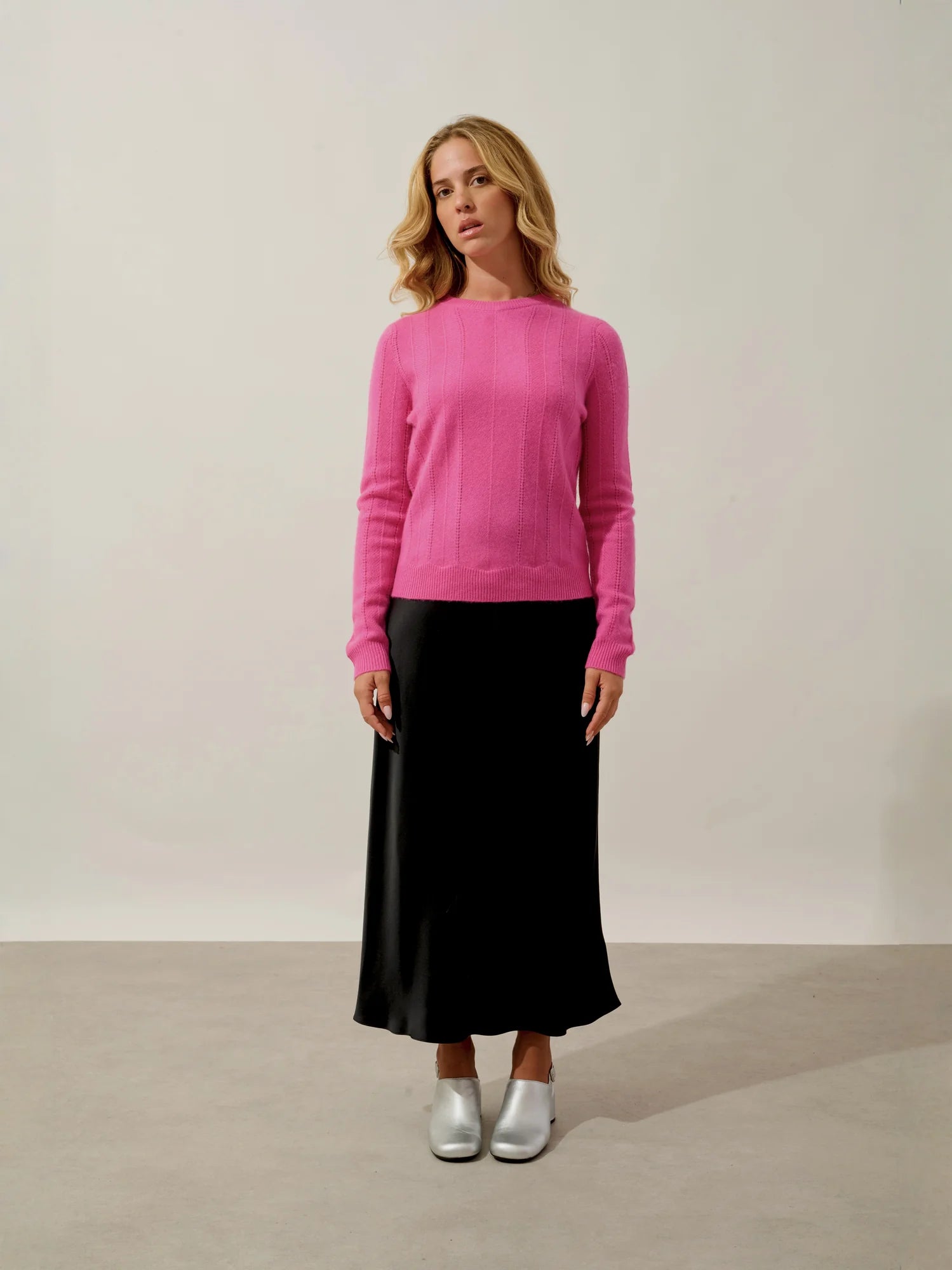ORYNEL sweater crew neck 4 ply pink