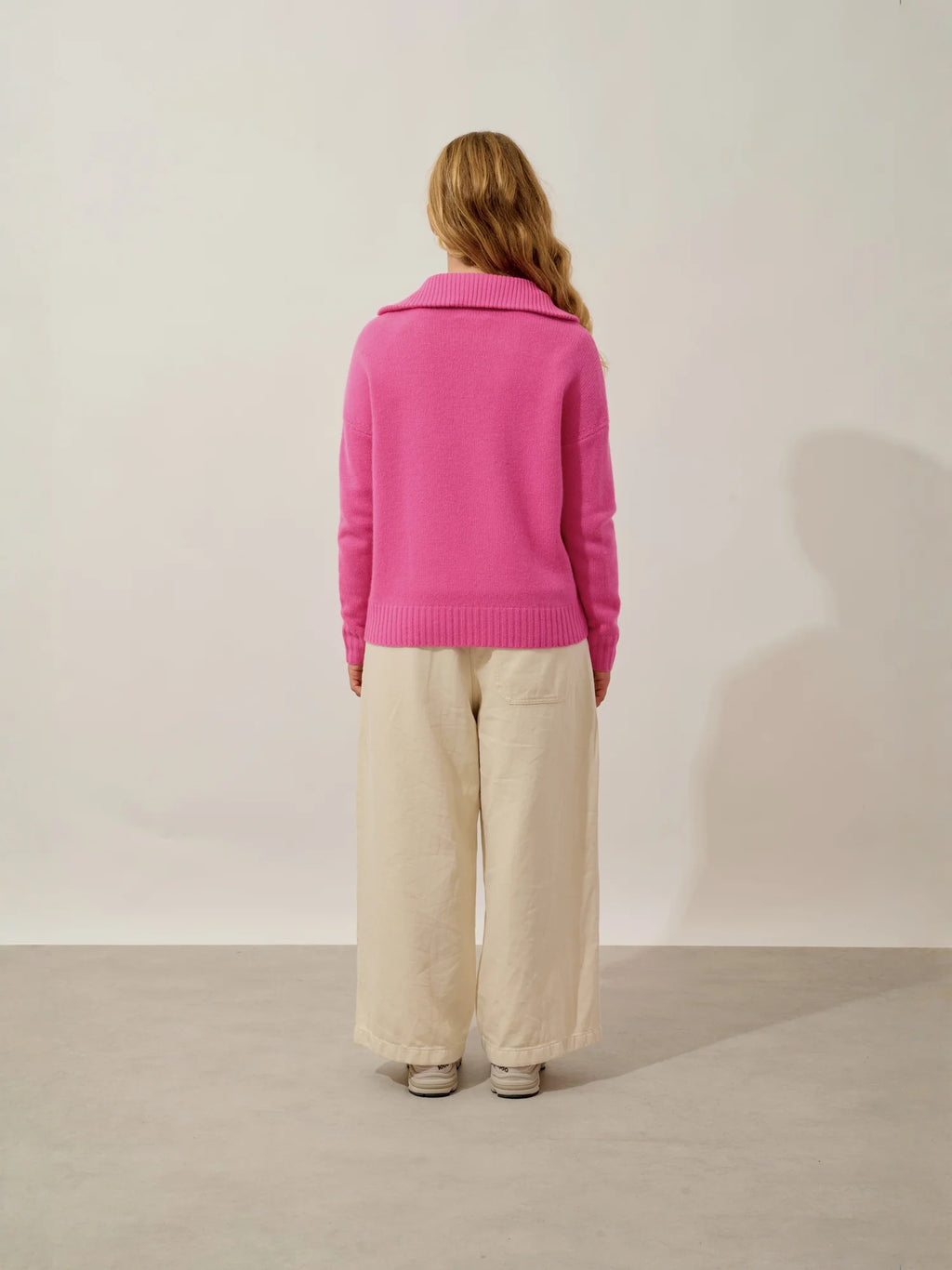 TAVIEN Pullover Truckerkragen 6-fädig Rosa