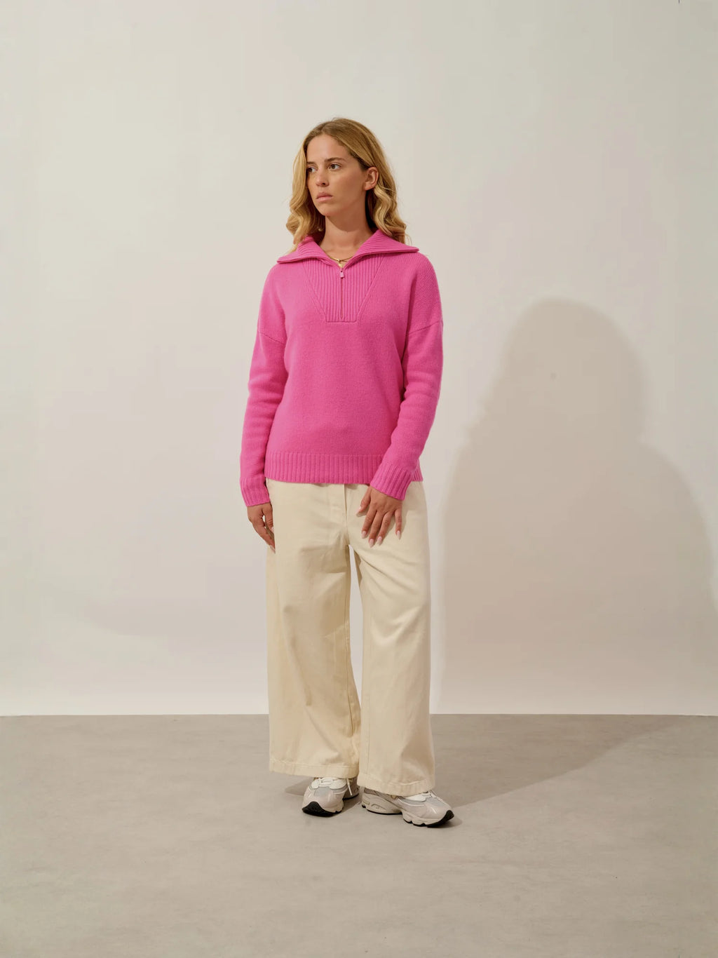 TAVIEN Pullover Truckerkragen 6-fädig Rosa