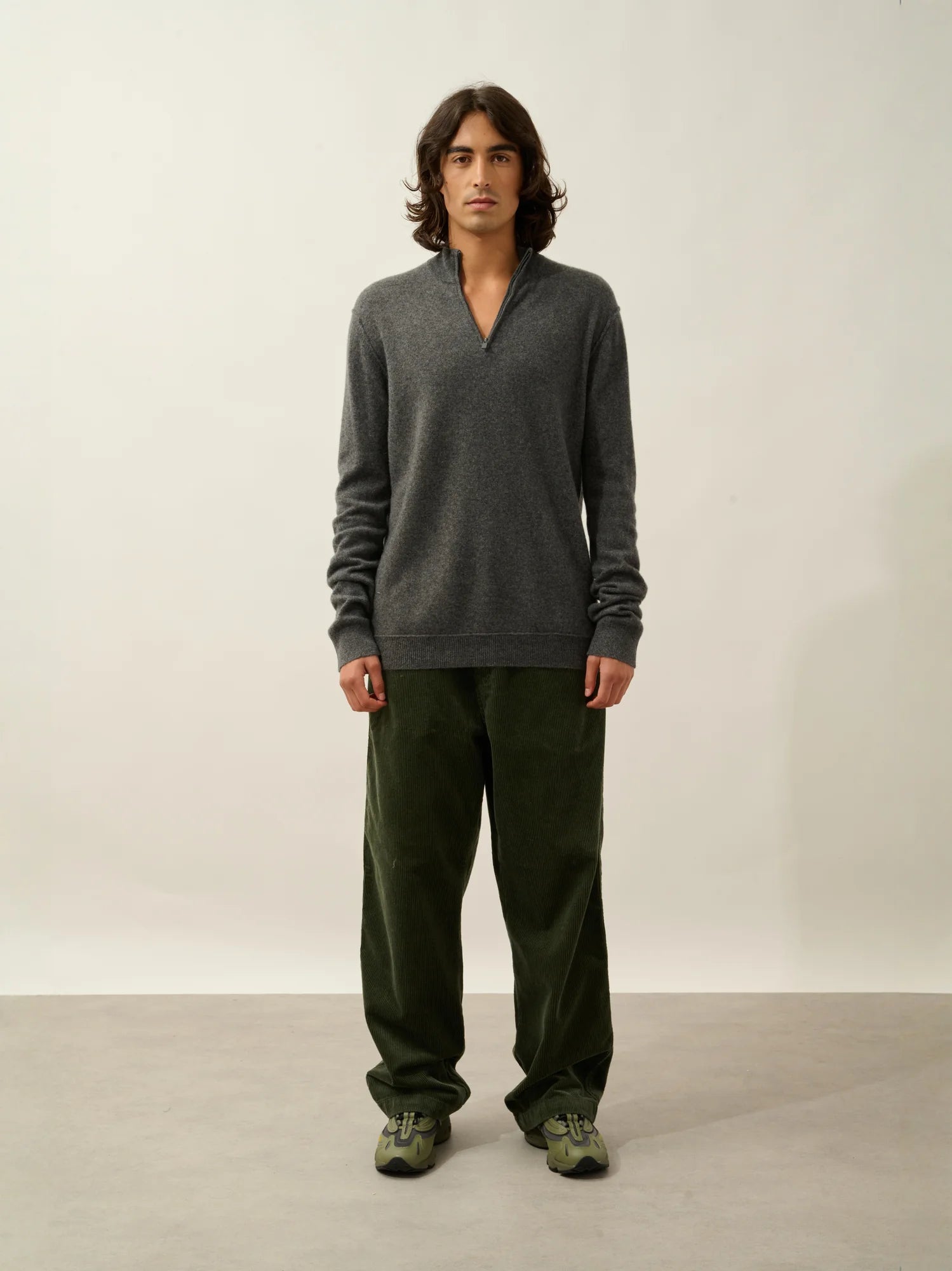 CANDICE Pullover Truckerkragen Anthrazit meliert