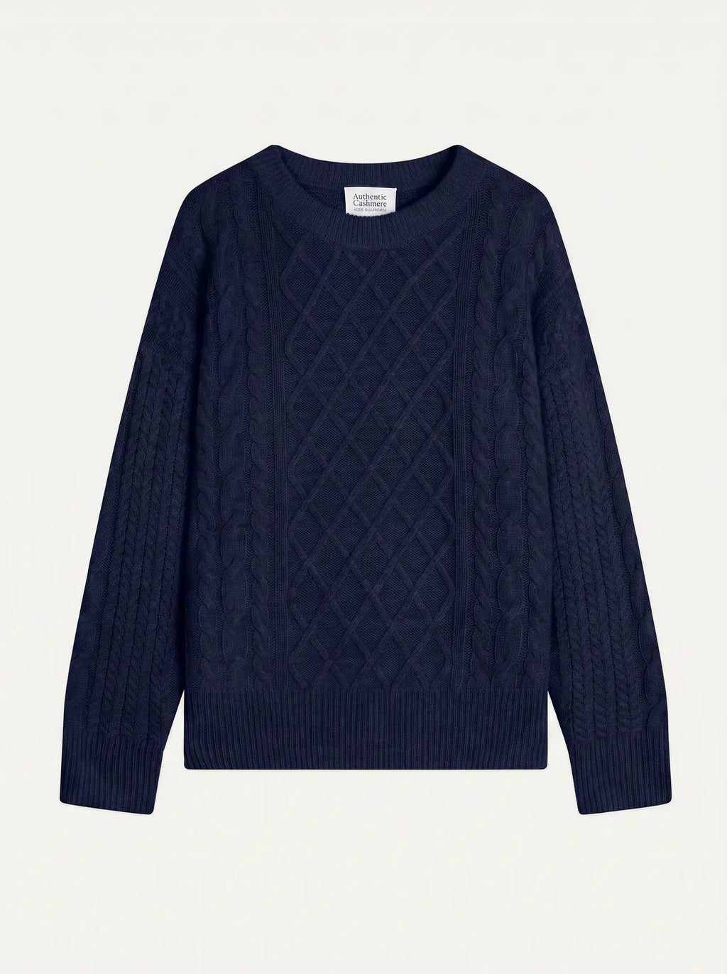 JAMPA sweater crew neck side slits 6 ply navy