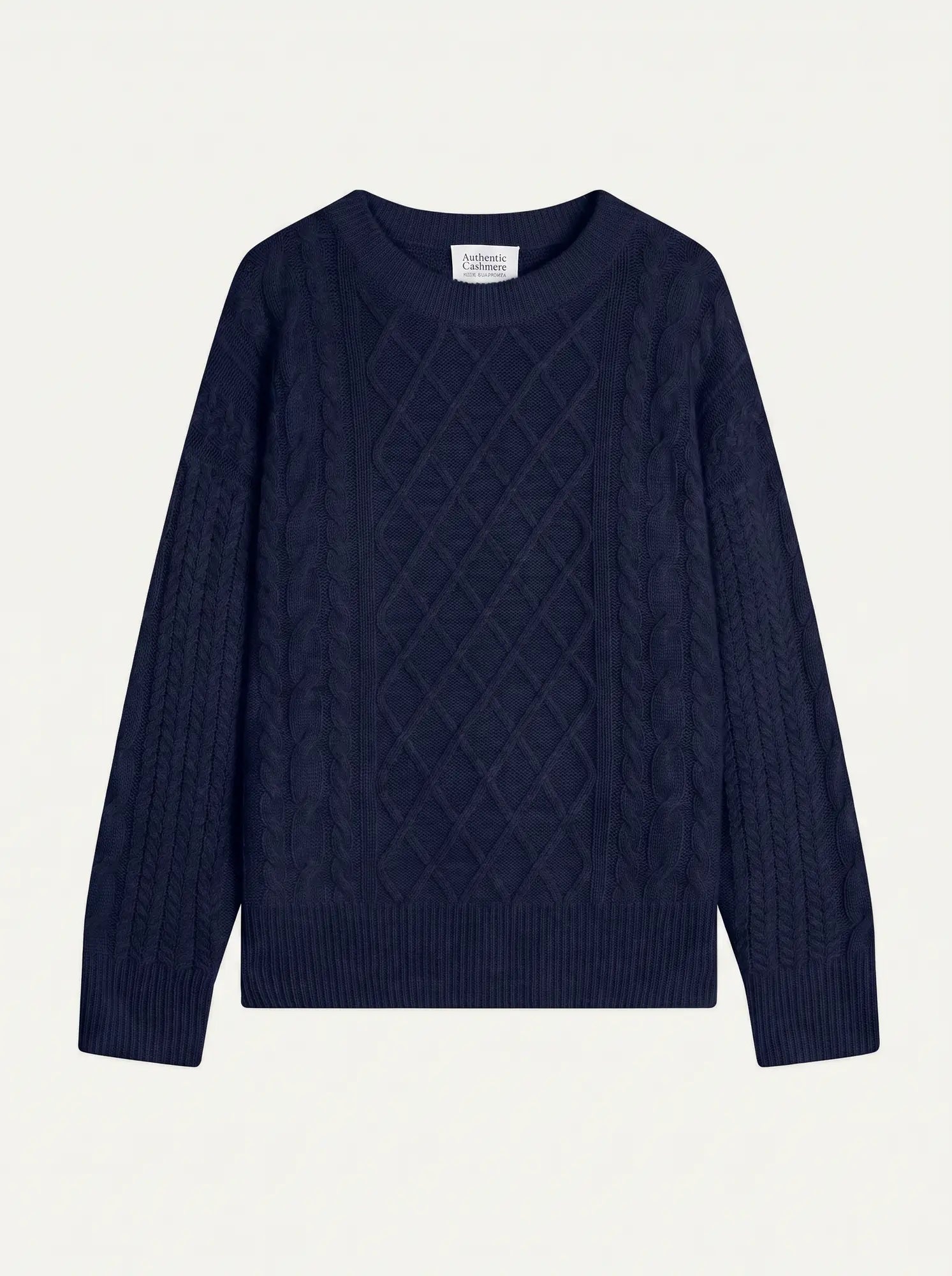 JAMPA pullover rundhalsausschnitt seitenschlitze 6-fädig marineblau