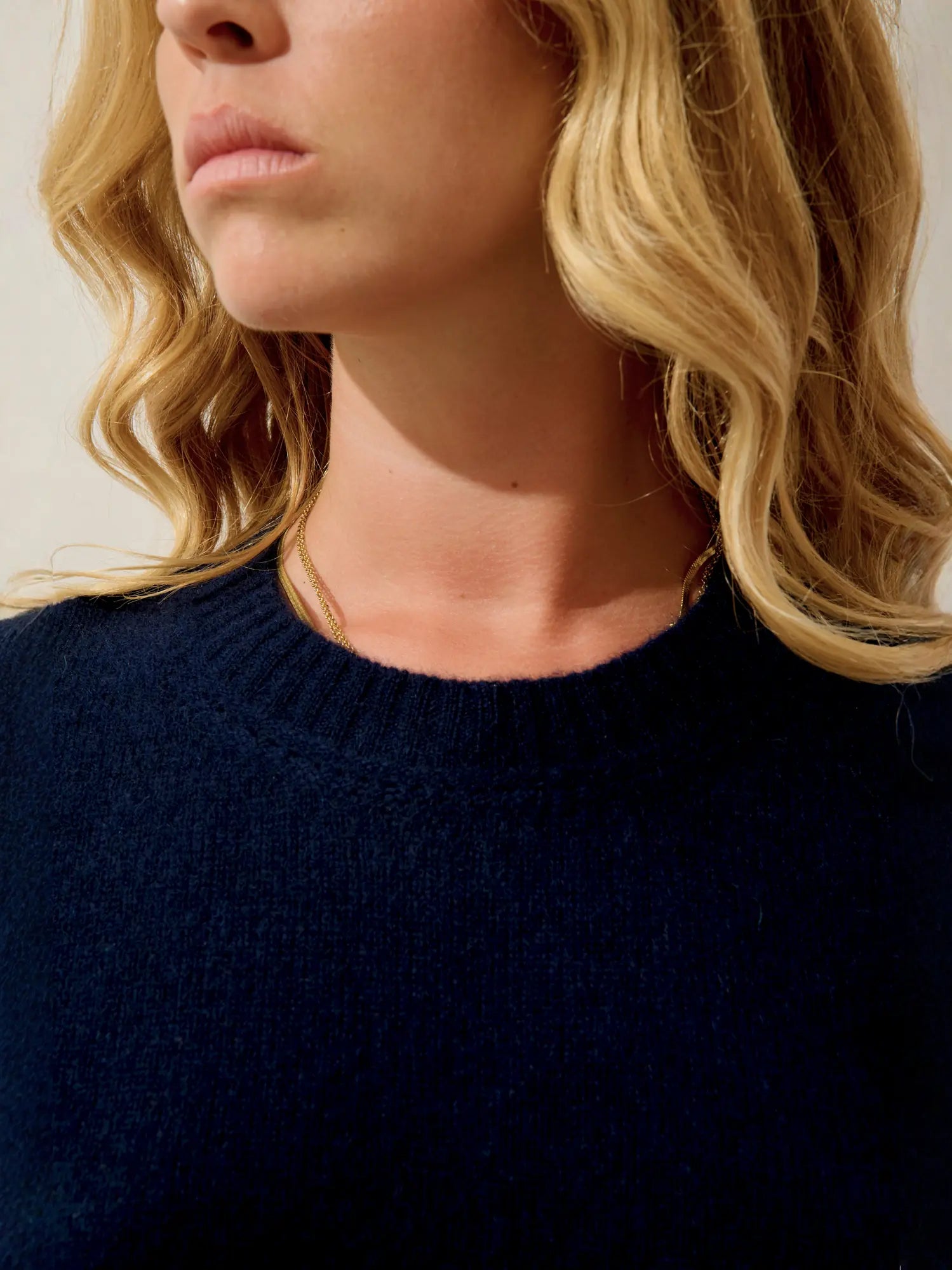 JETSAN pull col rond 4 fils bleu marine