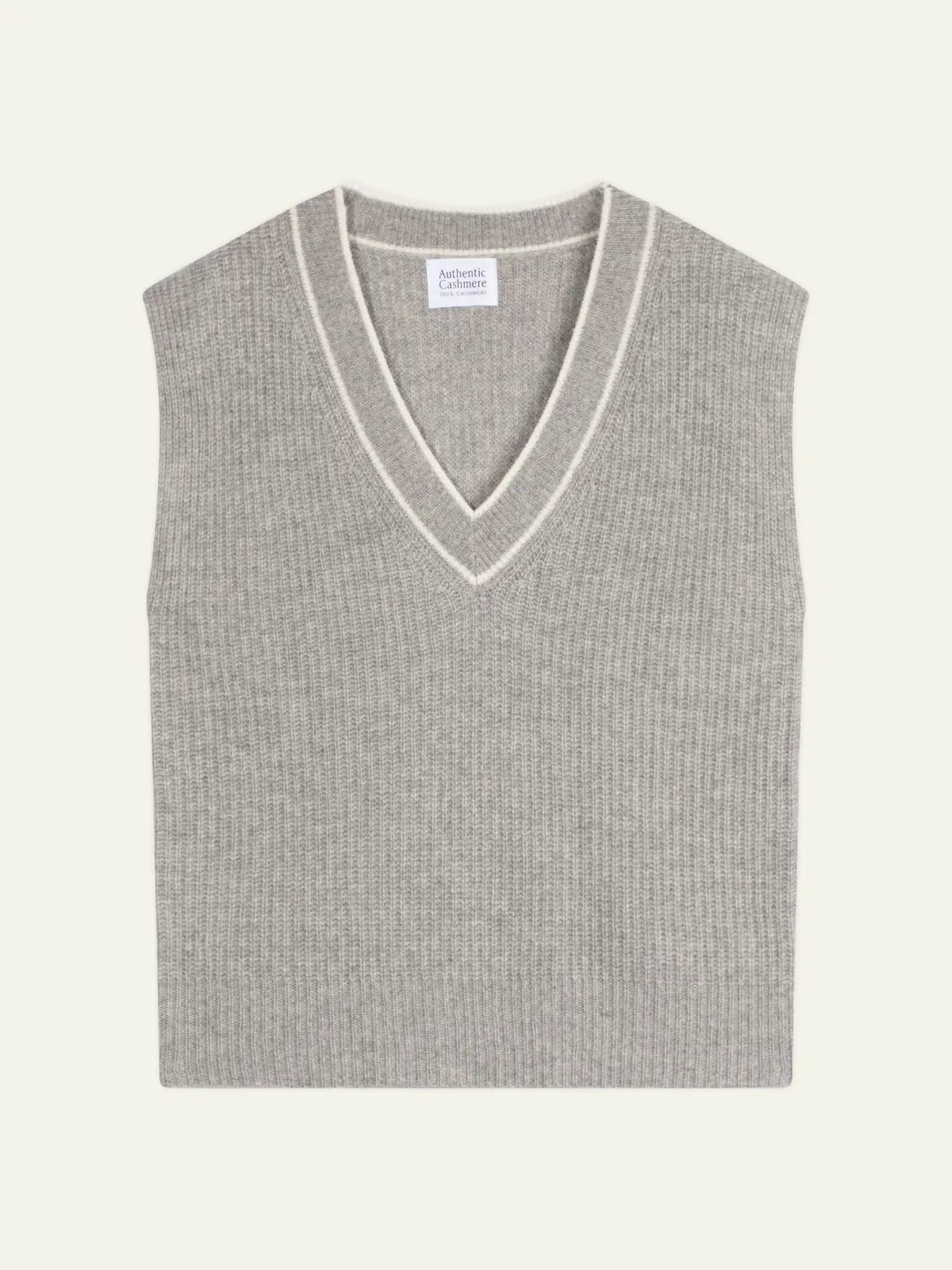 CAMI pullover v-ausschnitt ärmellos 4-fädig wolke meliert und elfenbein