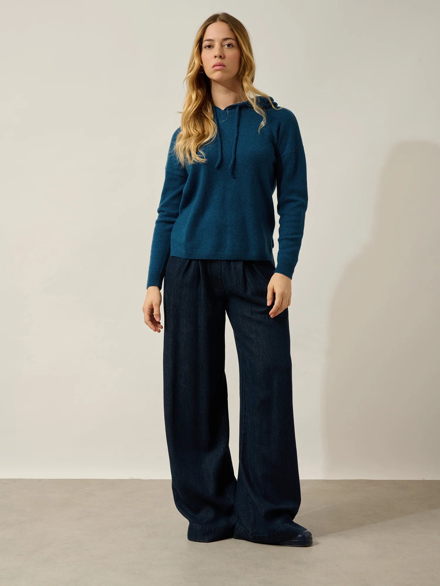 GRETA sweater hooded heather atlantic