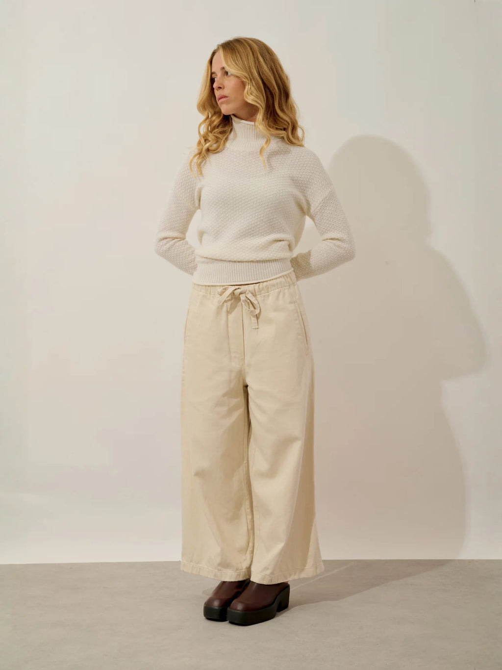 ELODIE Pullover Stehkragen 6-fädig Schneeweiß