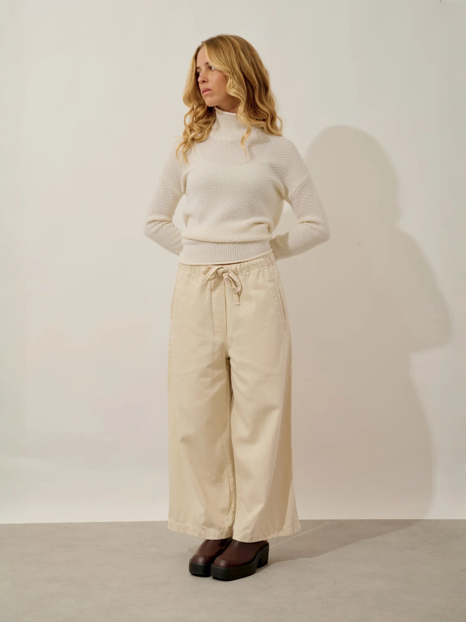 ELODIE Pullover Stehkragen 6-fädig Schneeweiß