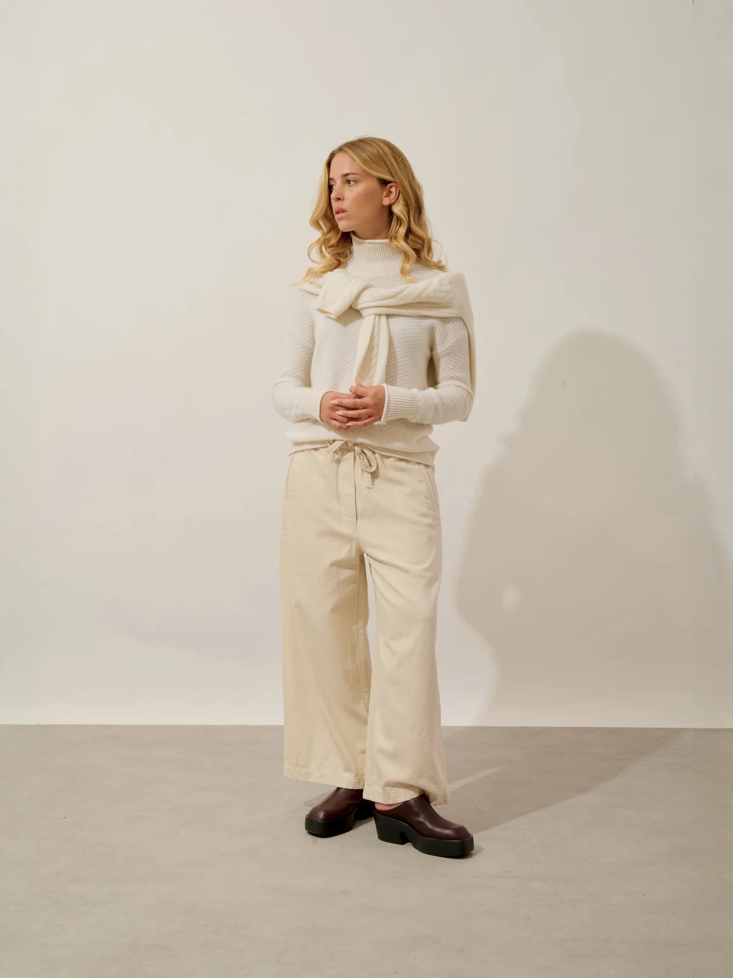 ELODIE Pullover Stehkragen 6-fädig Schneeweiß