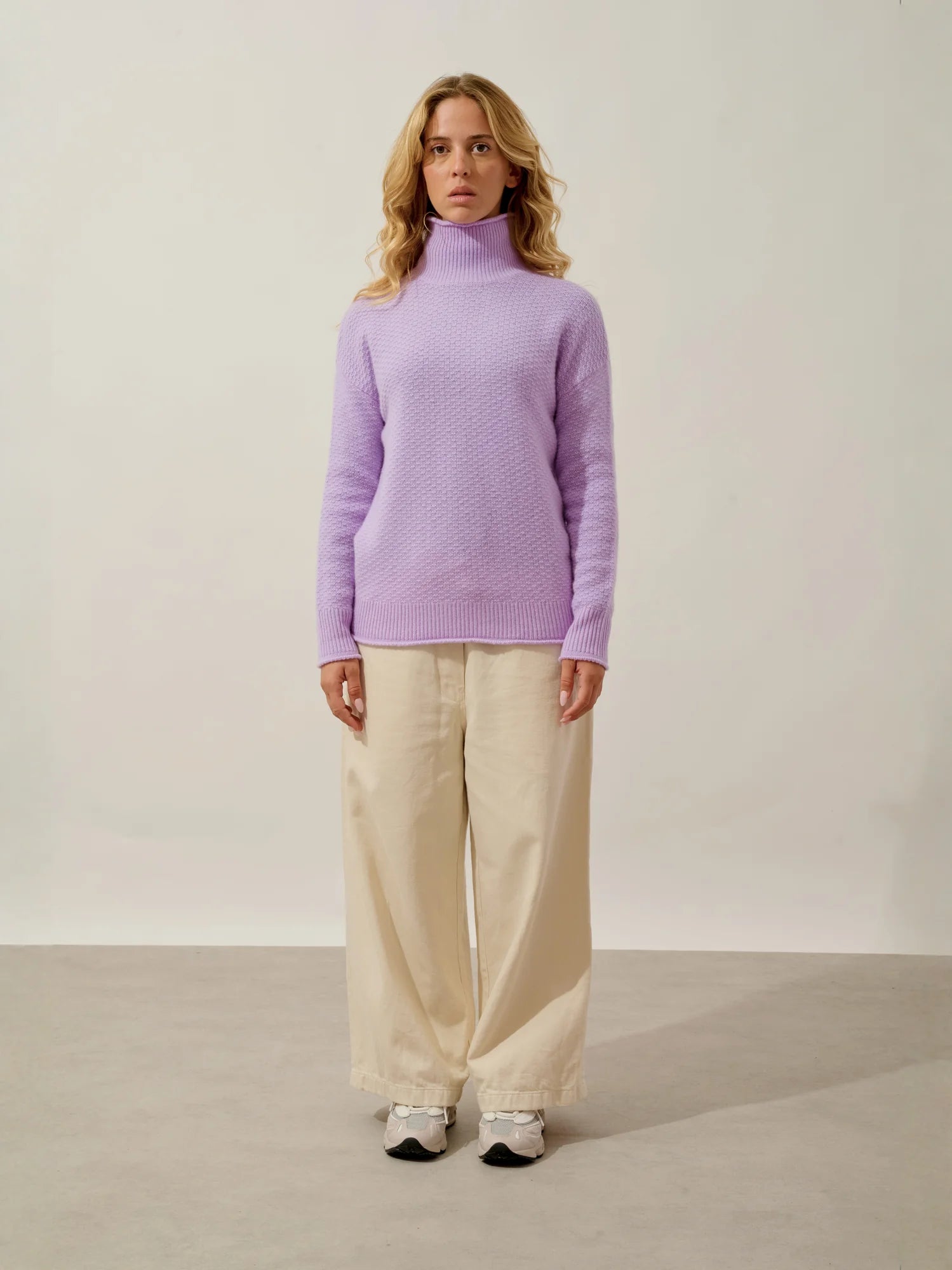 ELODIE Pullover Stehkragen 6-fädig Malvenfarben