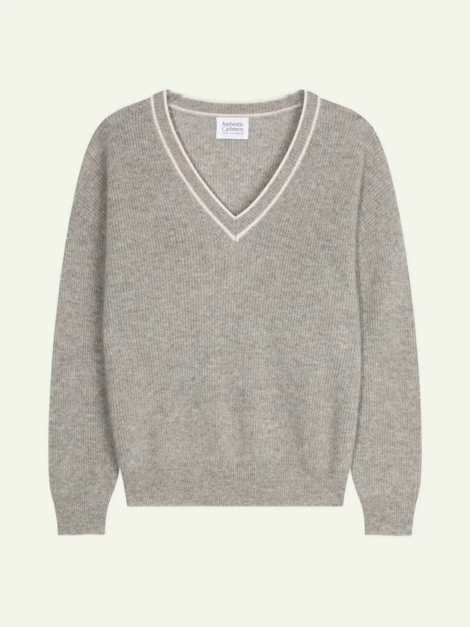SABINE sweater v-neck heather cloud and ivory