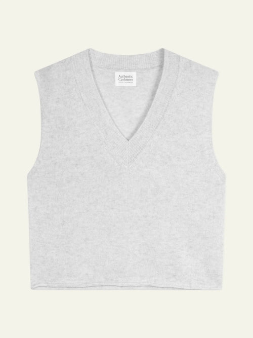 AMELIE Sweater V-Neck Sleeveless 4 Ply Heather Pearl Grey