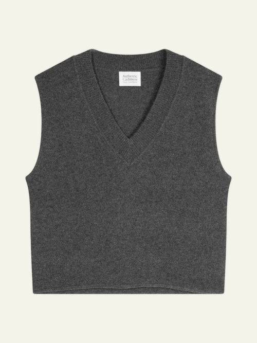 AMELIE Sweater V-Neck Sleeveless 4 Ply Heather Charcoal