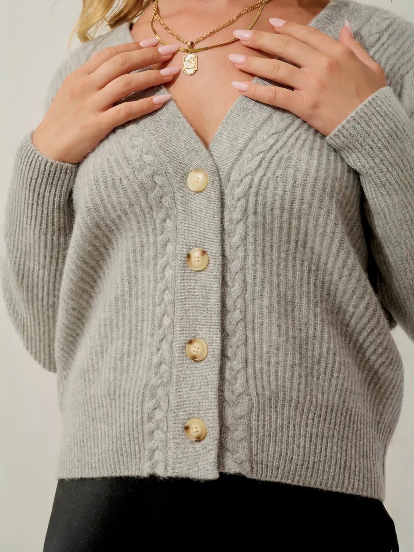 SELENA cardigan v-neck 4 ply heather cloud